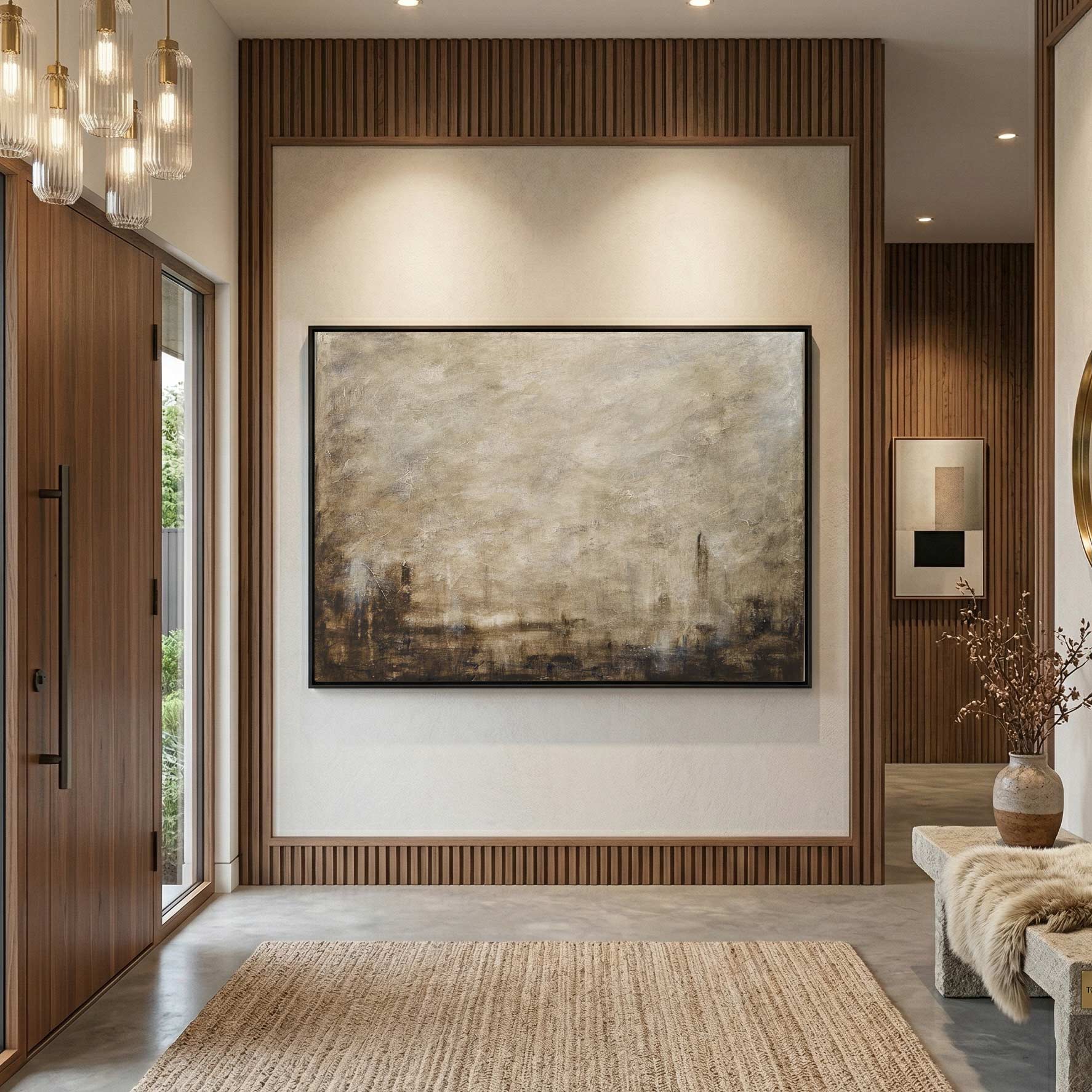 entryway art Earth Tone Painting Muted Neutrals Calming Horizontal Wall Art