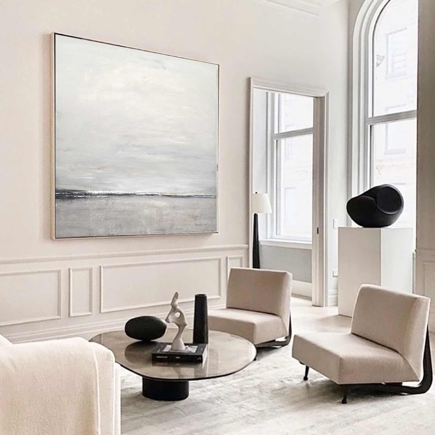 framed square landscape on canvas