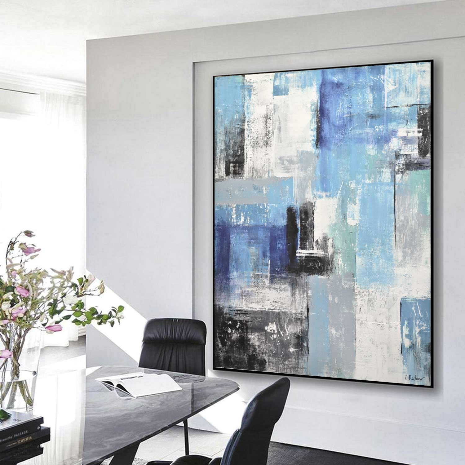 blue blocks abstract geometric