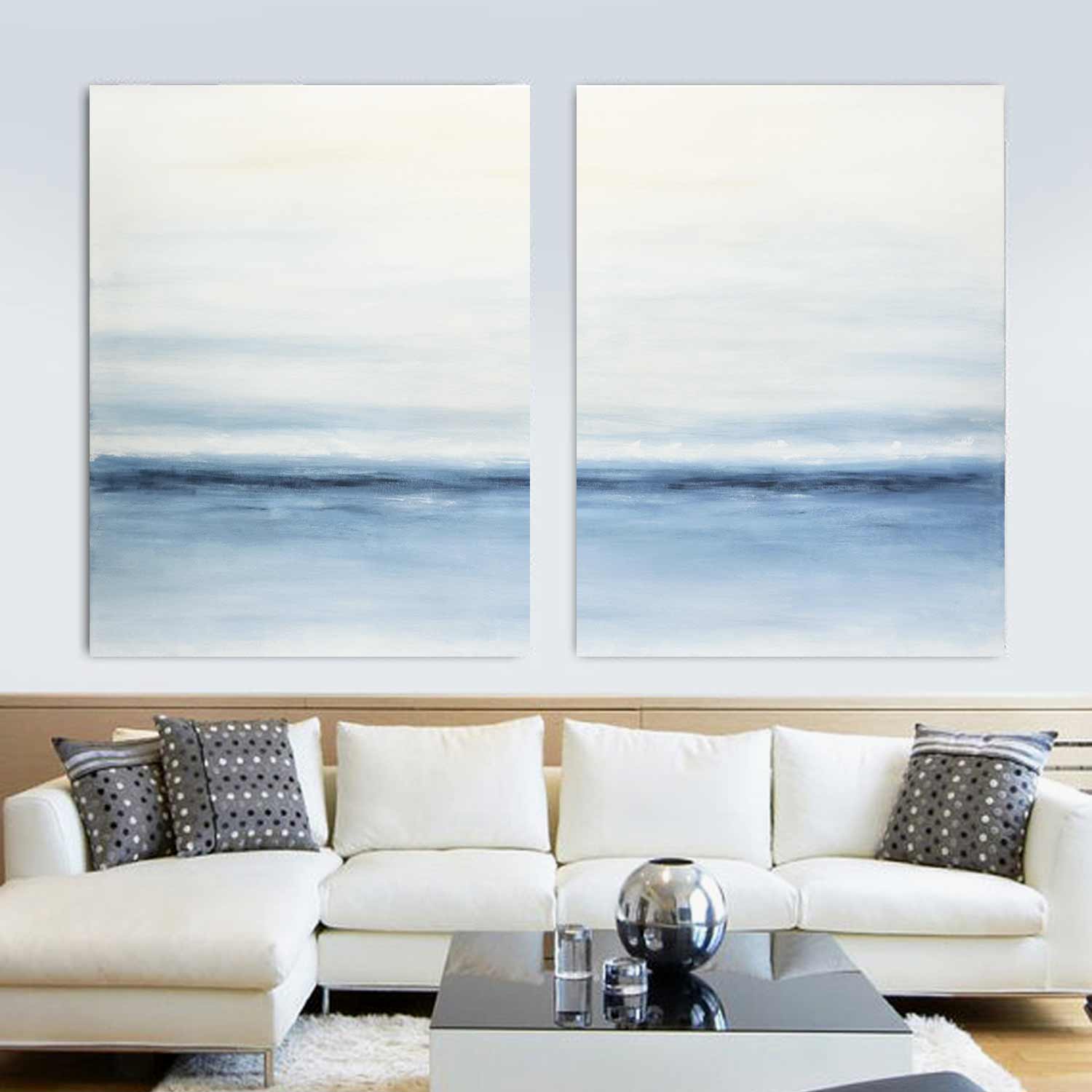 set of 2 large landscape diptych