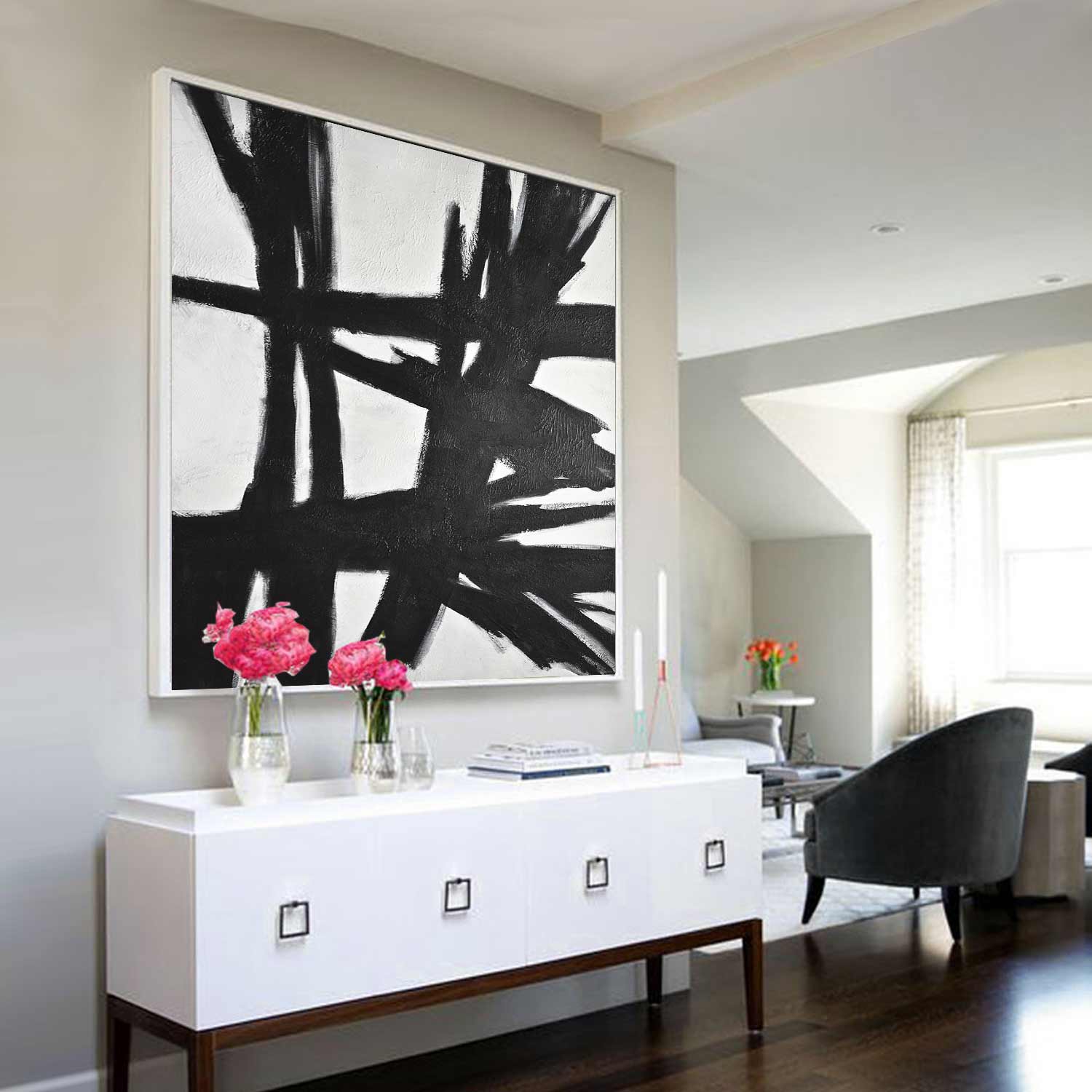 large abstract on canvas kline style