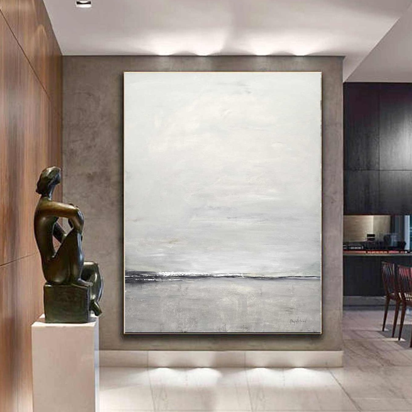 hand painted Landscape Oil Painting Large Original Design For Hallway Soft Tones