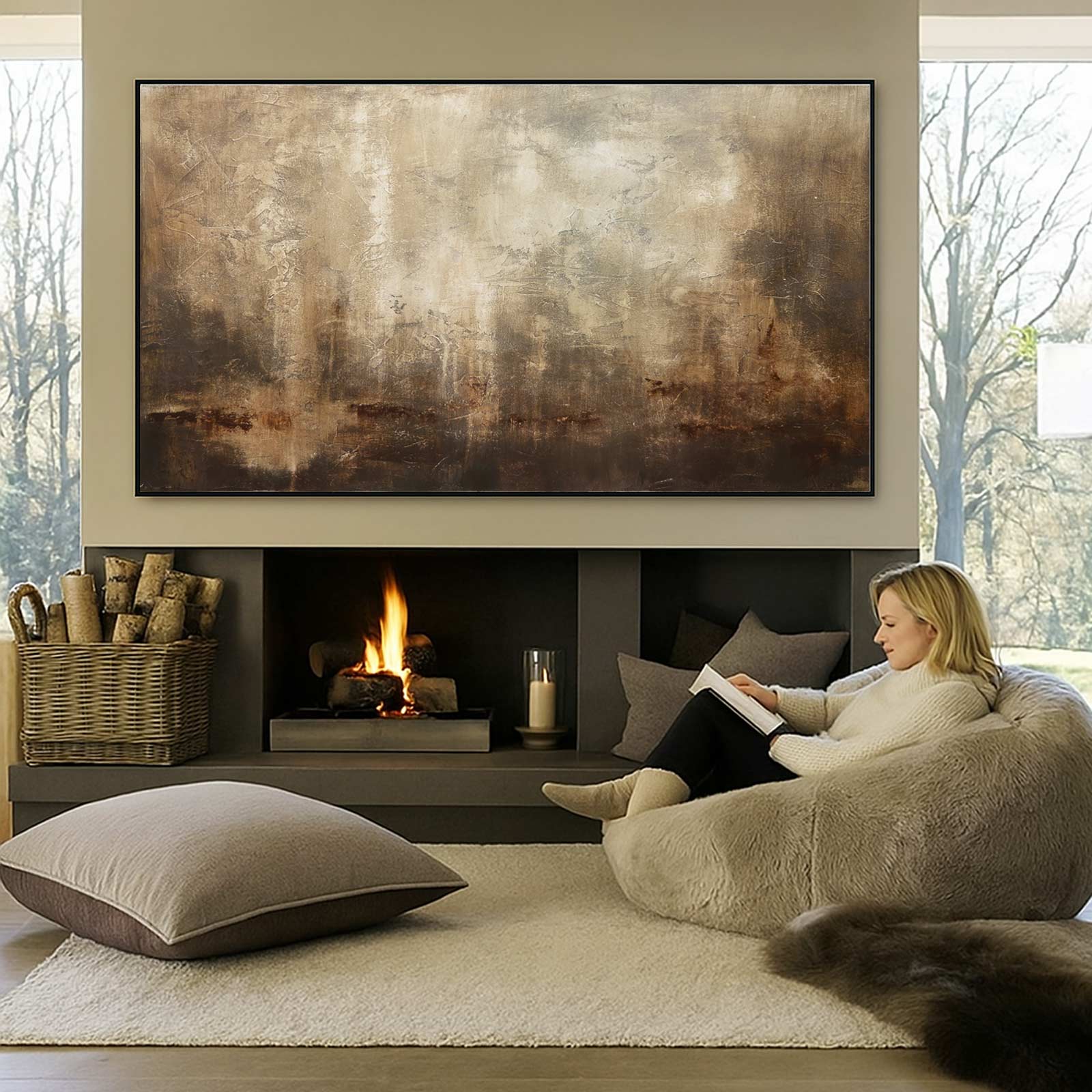 Large Painting On Canvas Handmade Contemporary Abstract living room