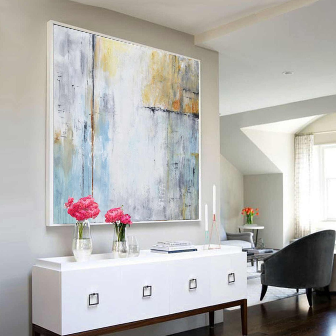 urban abstract large painting office wall art