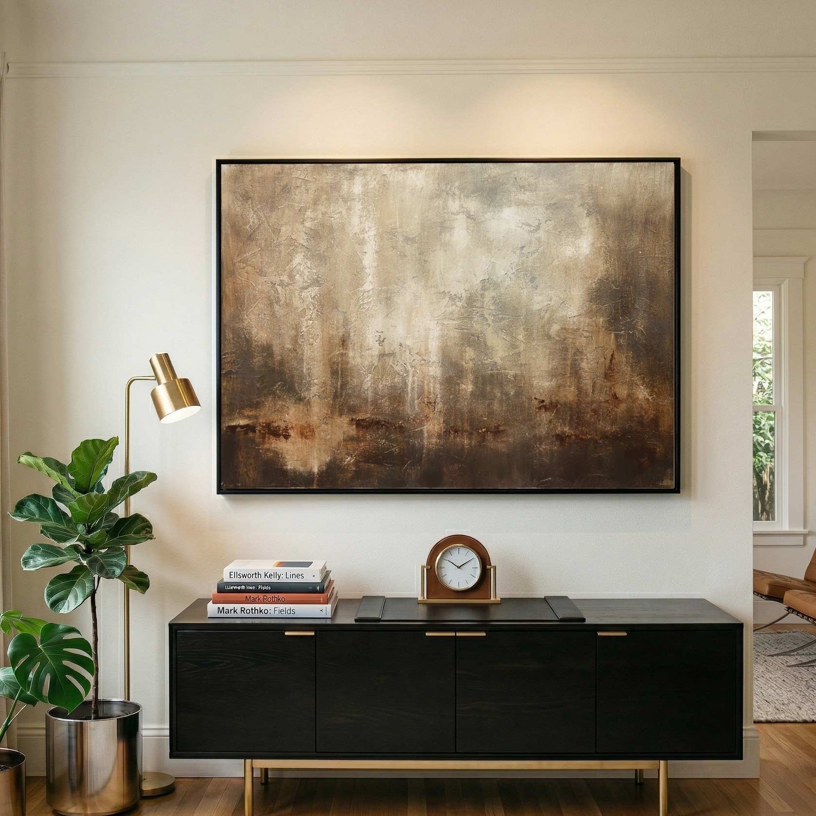 large brown painting for home office
