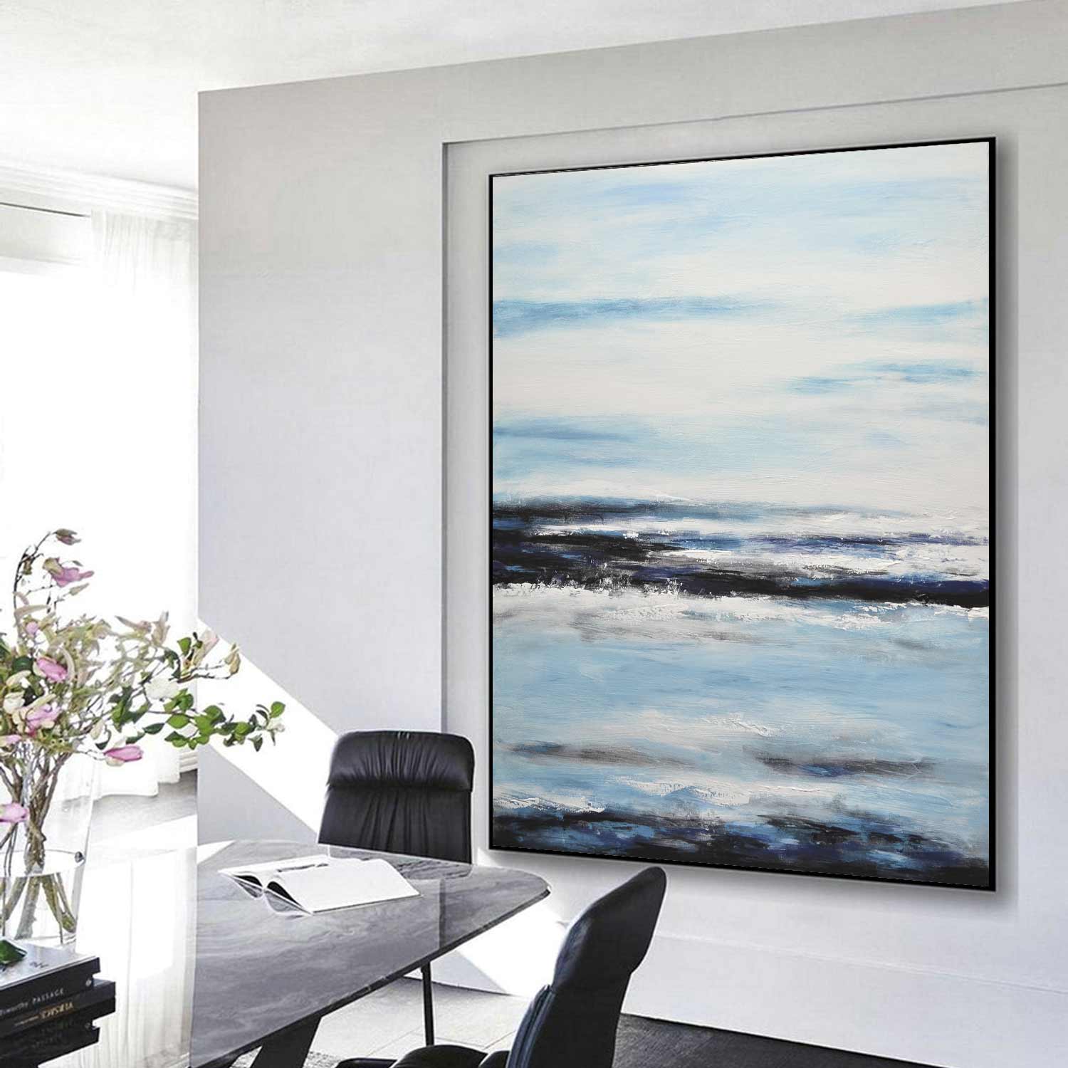 large blue white painting