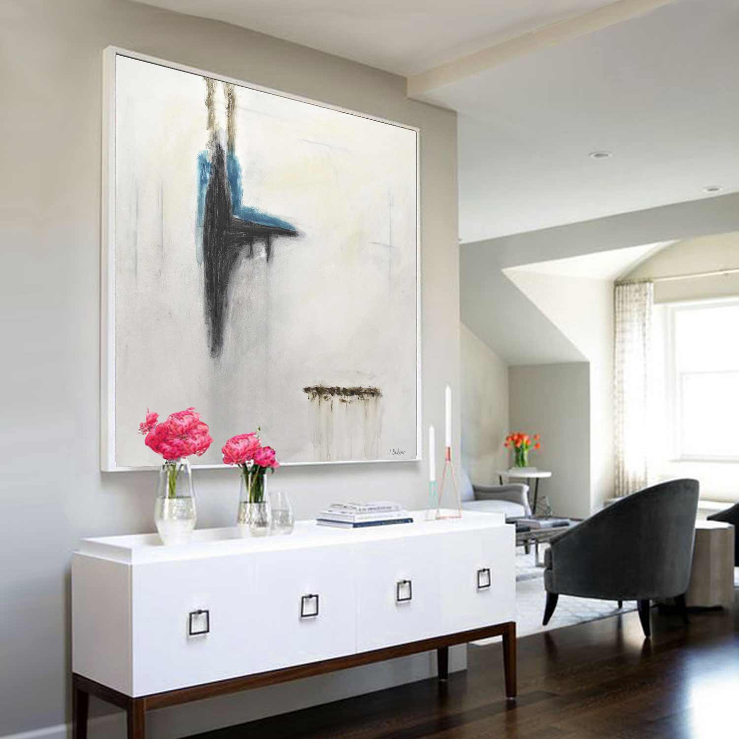 large abstract painting ready to hang