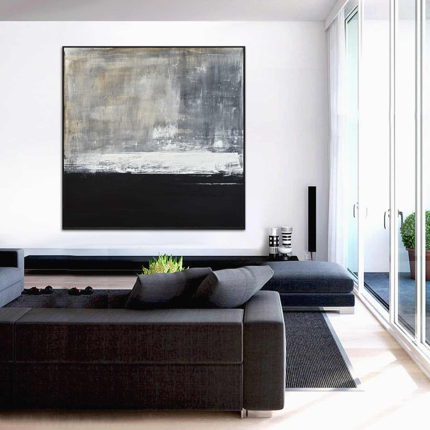 Contemporary Wall Decor Black Modern Interior Abstract Art