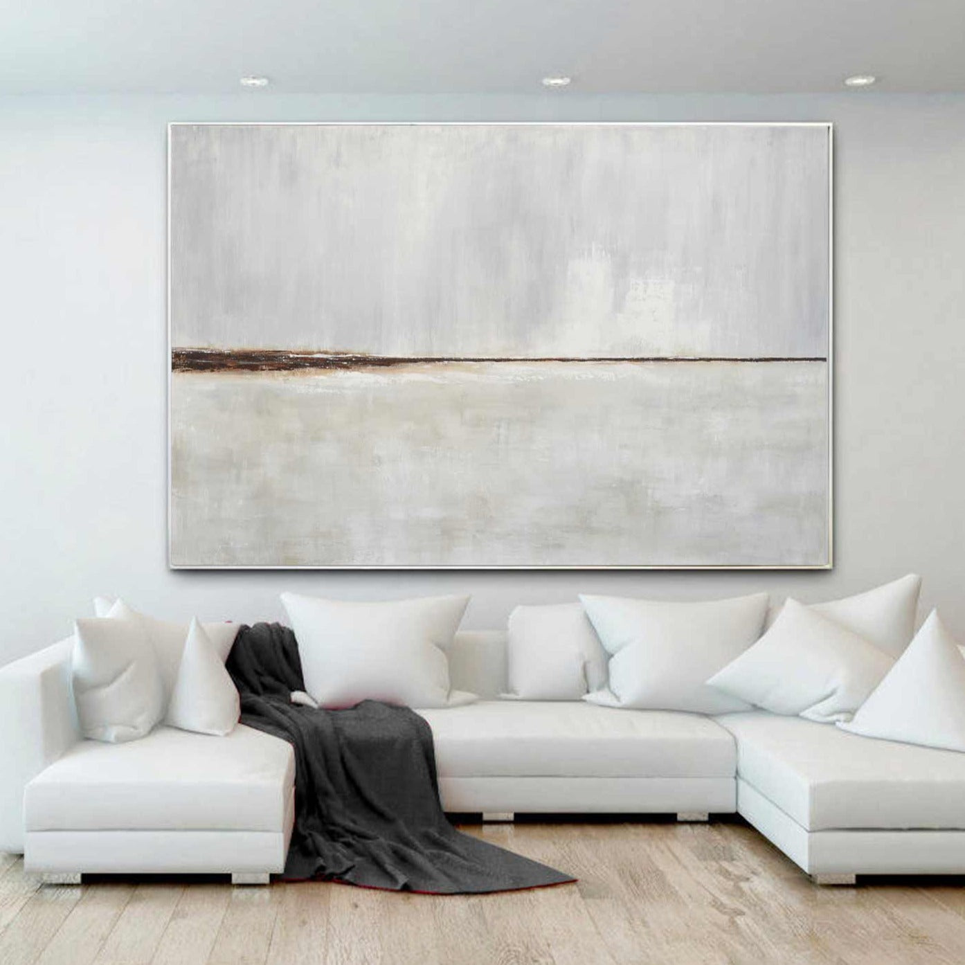 original Large Landscape Painting Hand Painted Subtle Abstract Art Rectangular