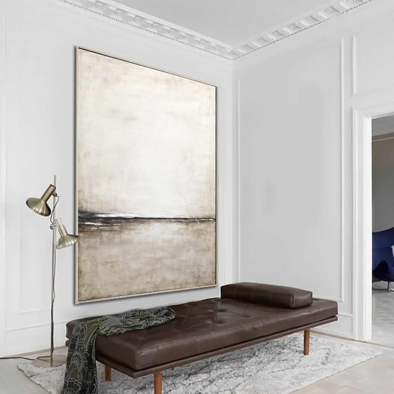 minimalism beige painting on cnvas