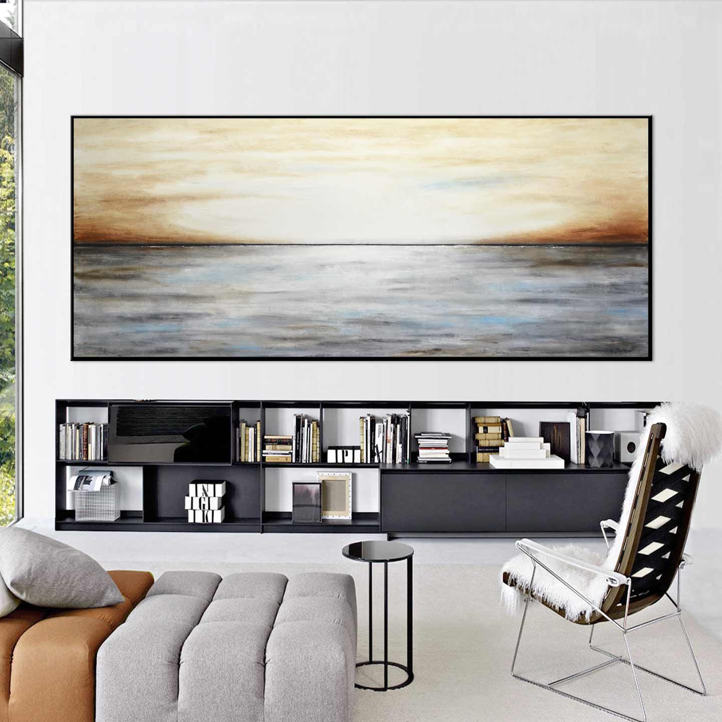Landscape Painting Brown Horizon Line Wall Decor On Canvas