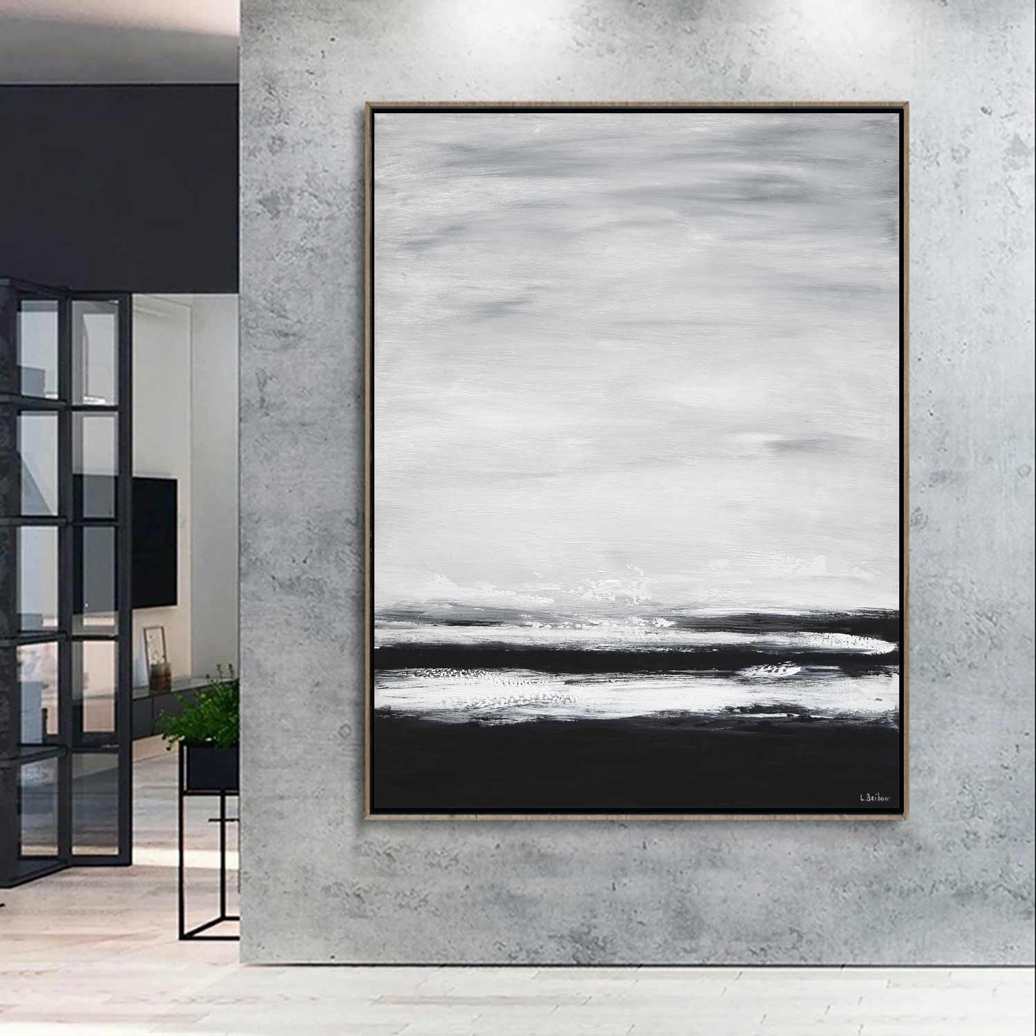Black and White Vertical Large Piece For Wall Luxury Art