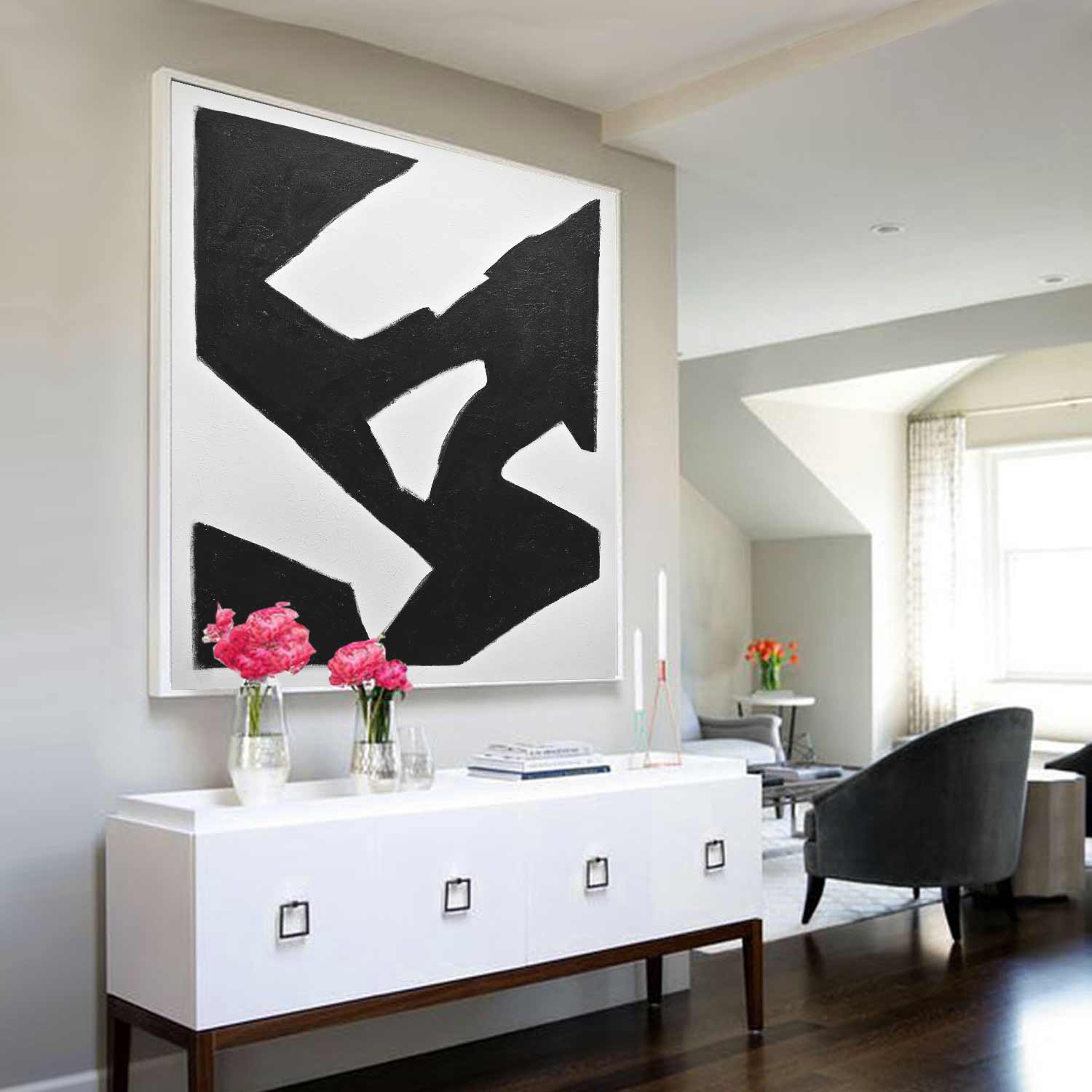 monochrome abstract painting