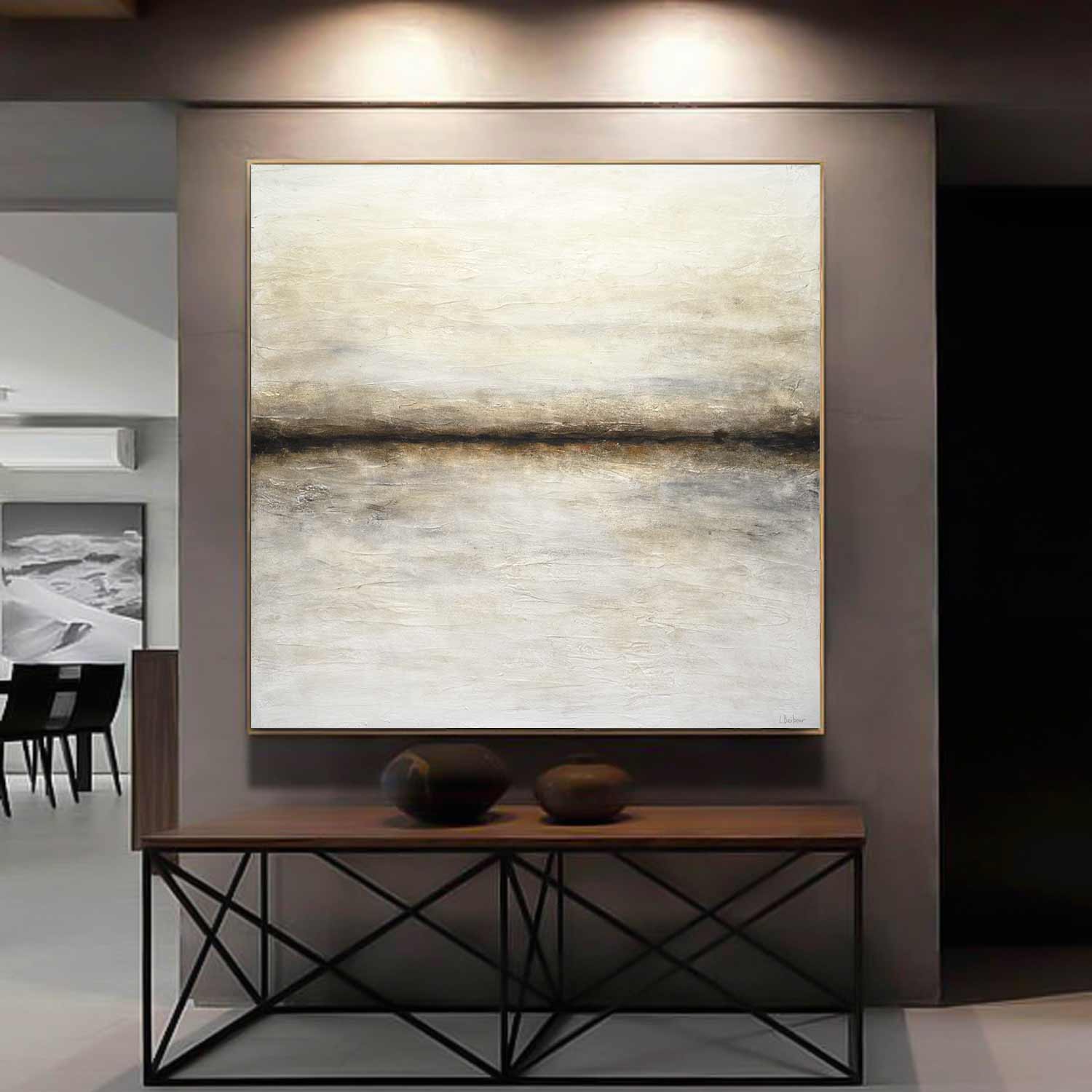 Minimalist Artwork Large Abstract Art Beige Oil Painting Modern Decor