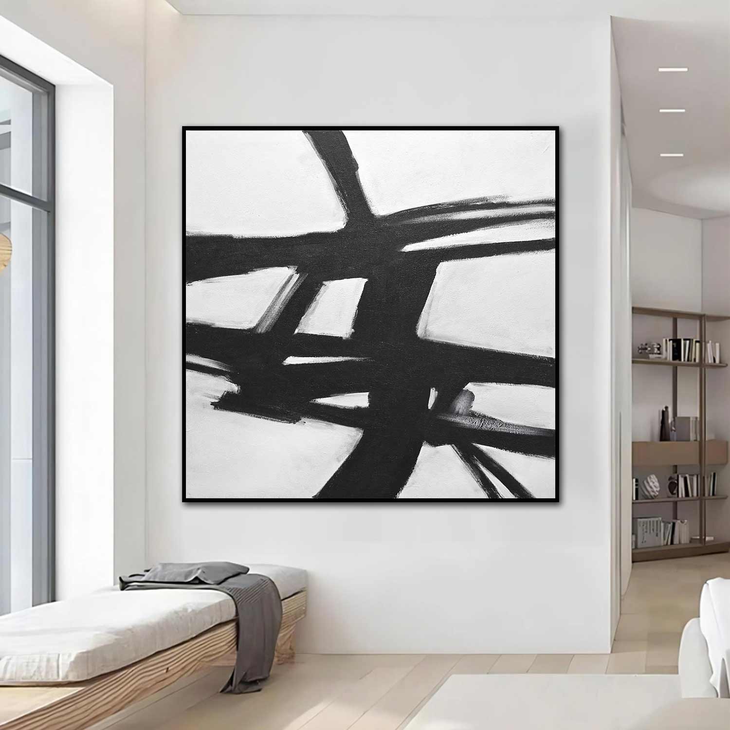 Geometric Forms Modernist Abstract Black And White Dining Room