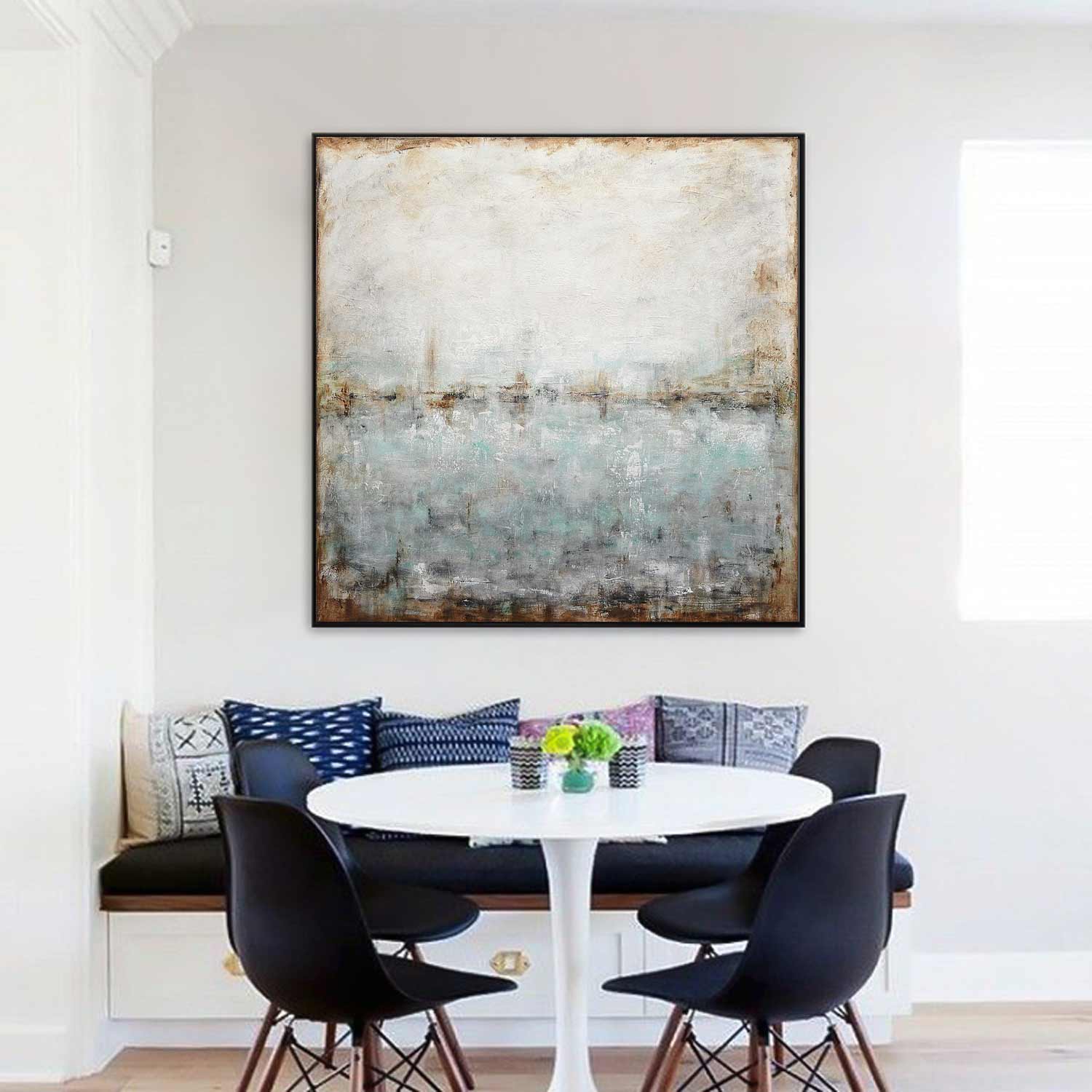 handmade Square Extra Large Artwork For Livingroom Rich Layered Painting