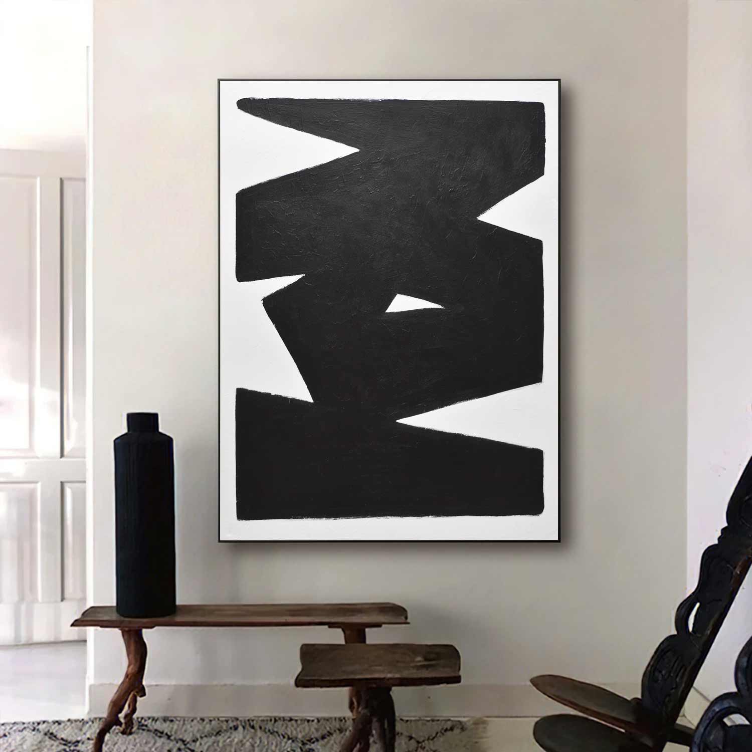 geometric black and white oil
