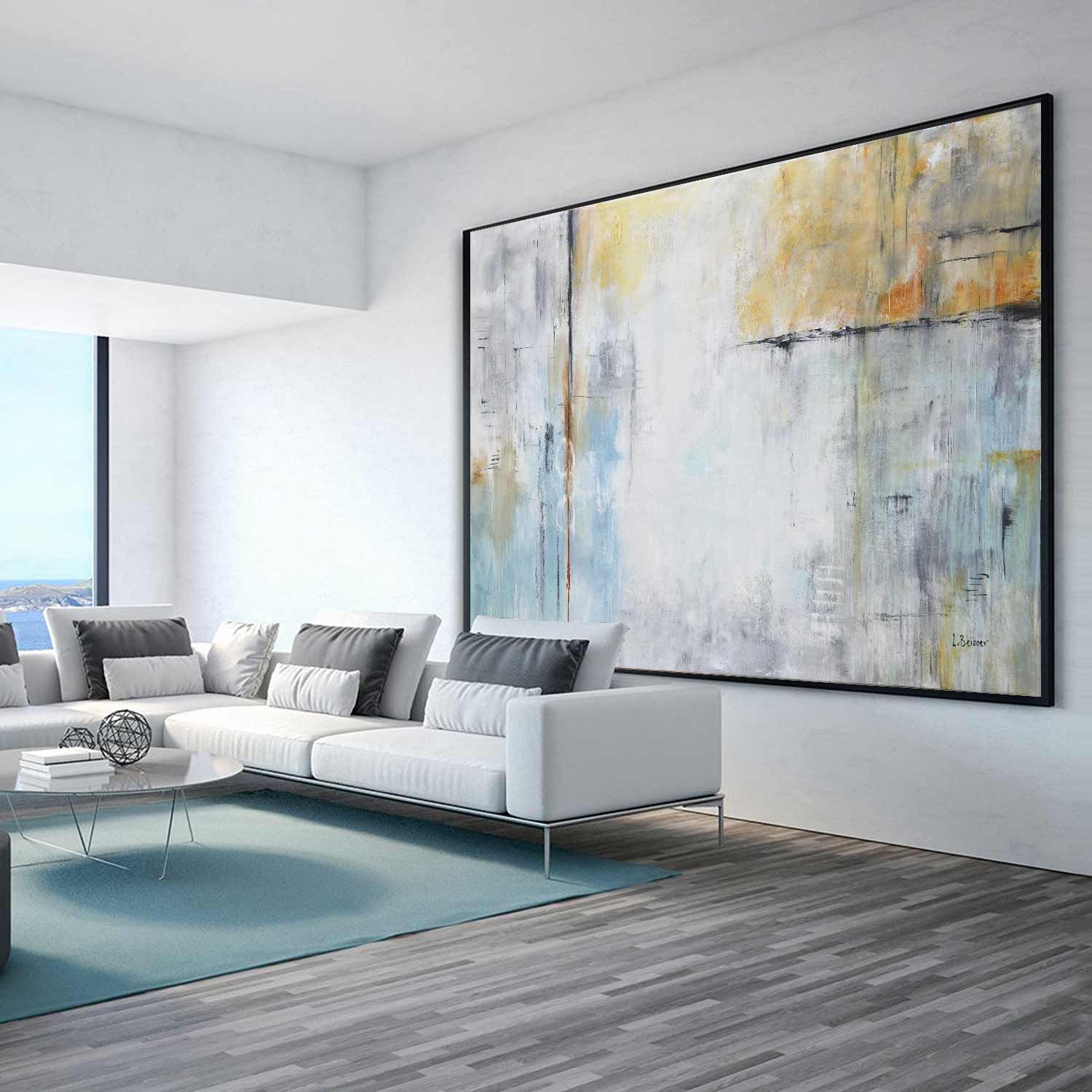 Large Modern Wall Art Giant Painting Wood Framed Canvas