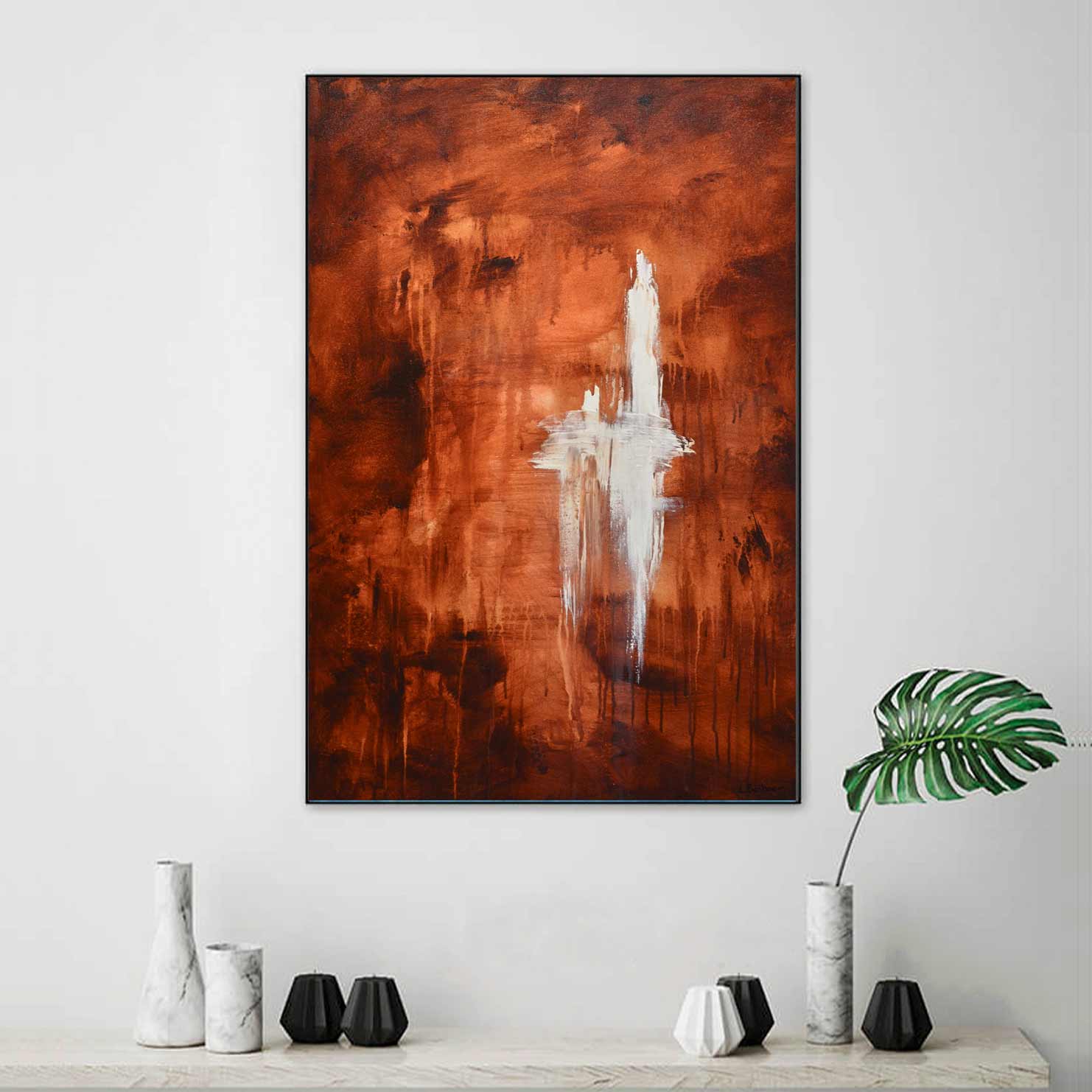 red abstract painting