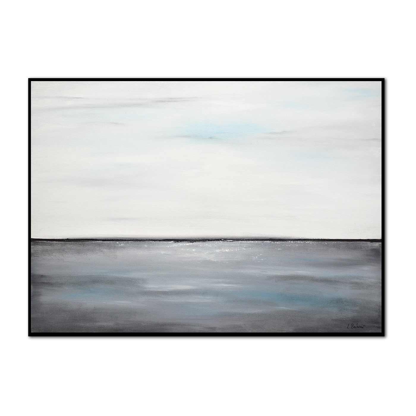 White Gray Hand Painted Very Large Wall Art Simple Seascape Art Style