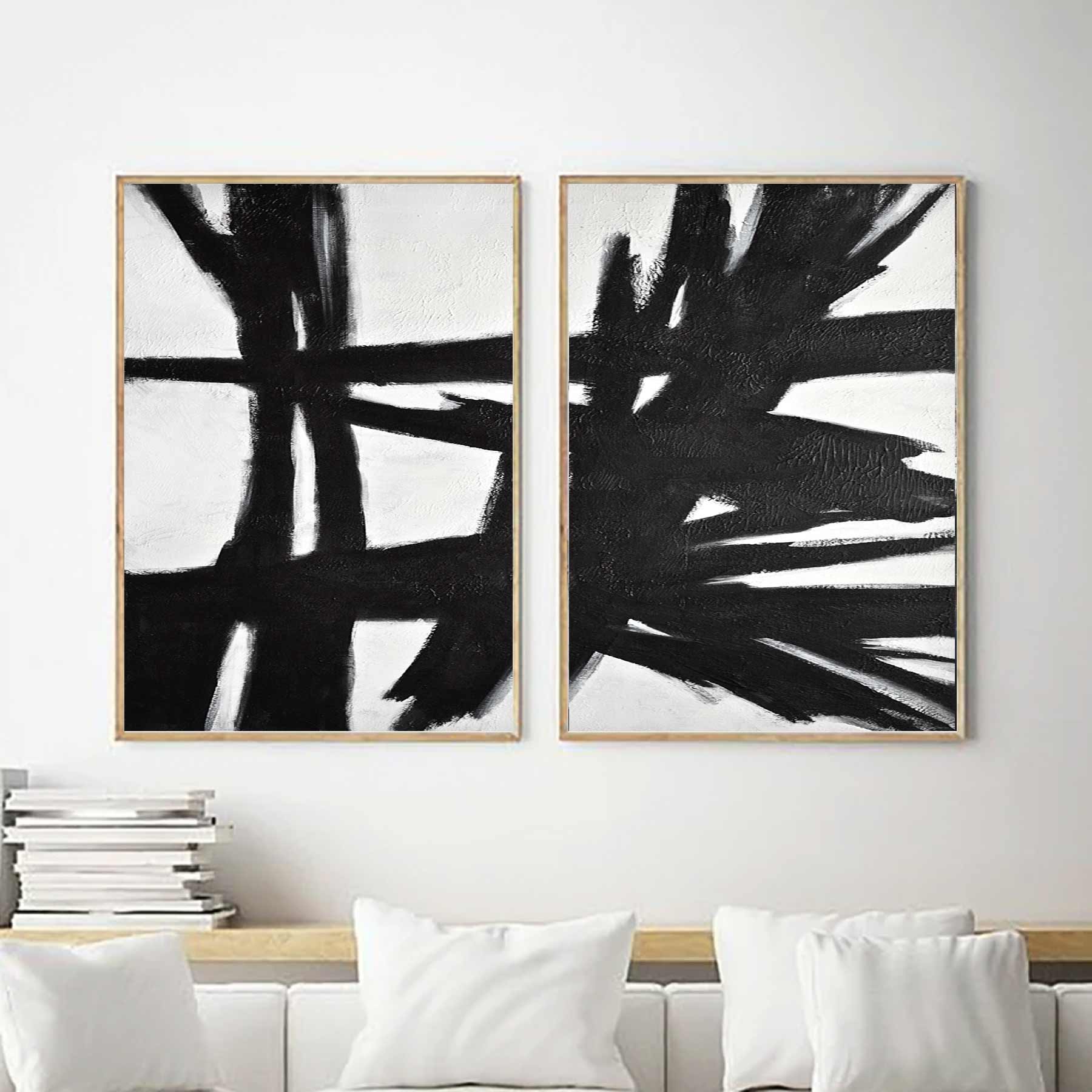 Black and White Framed Abstract Paintings