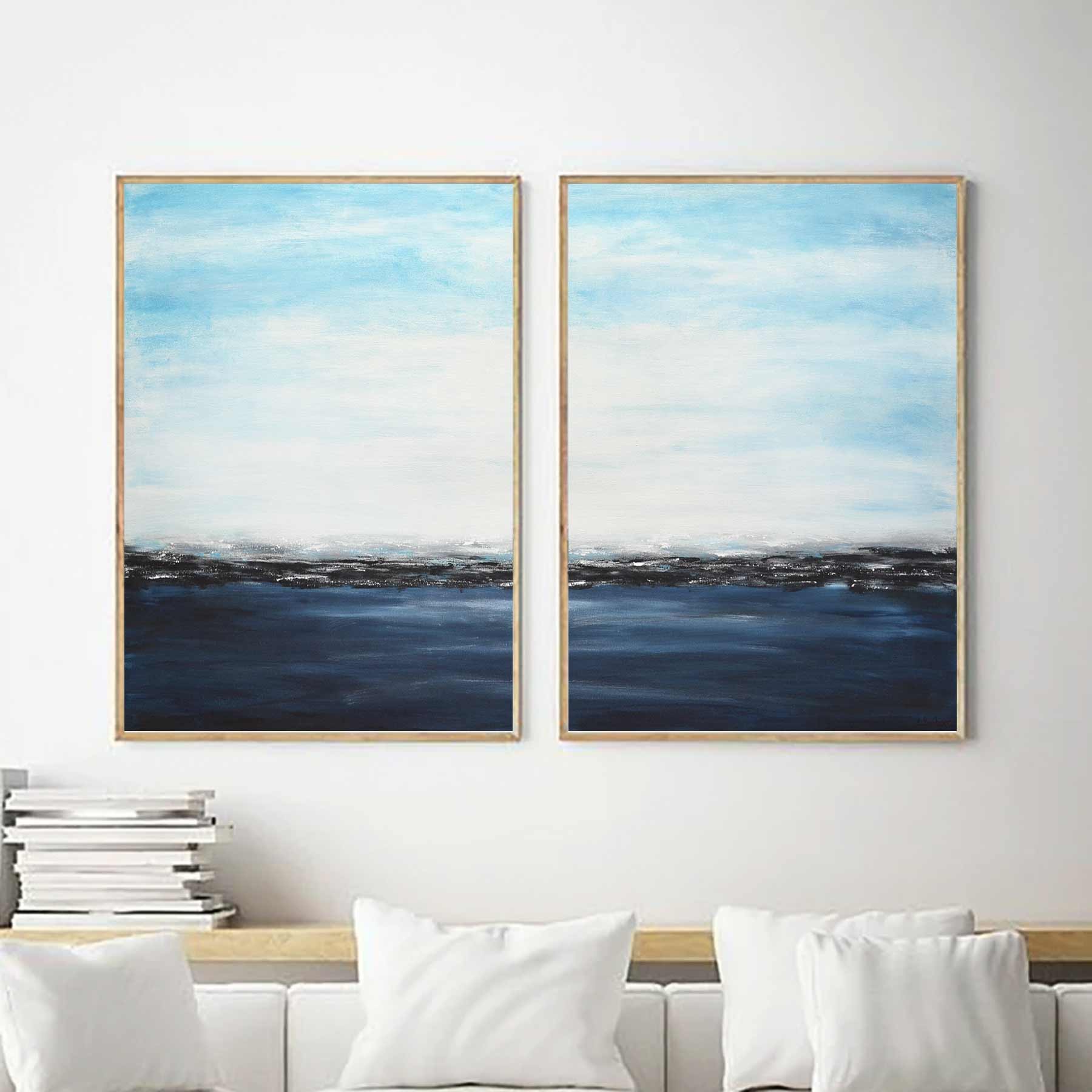 Ocean Diptych Frame Artwork By American Artist Seascape