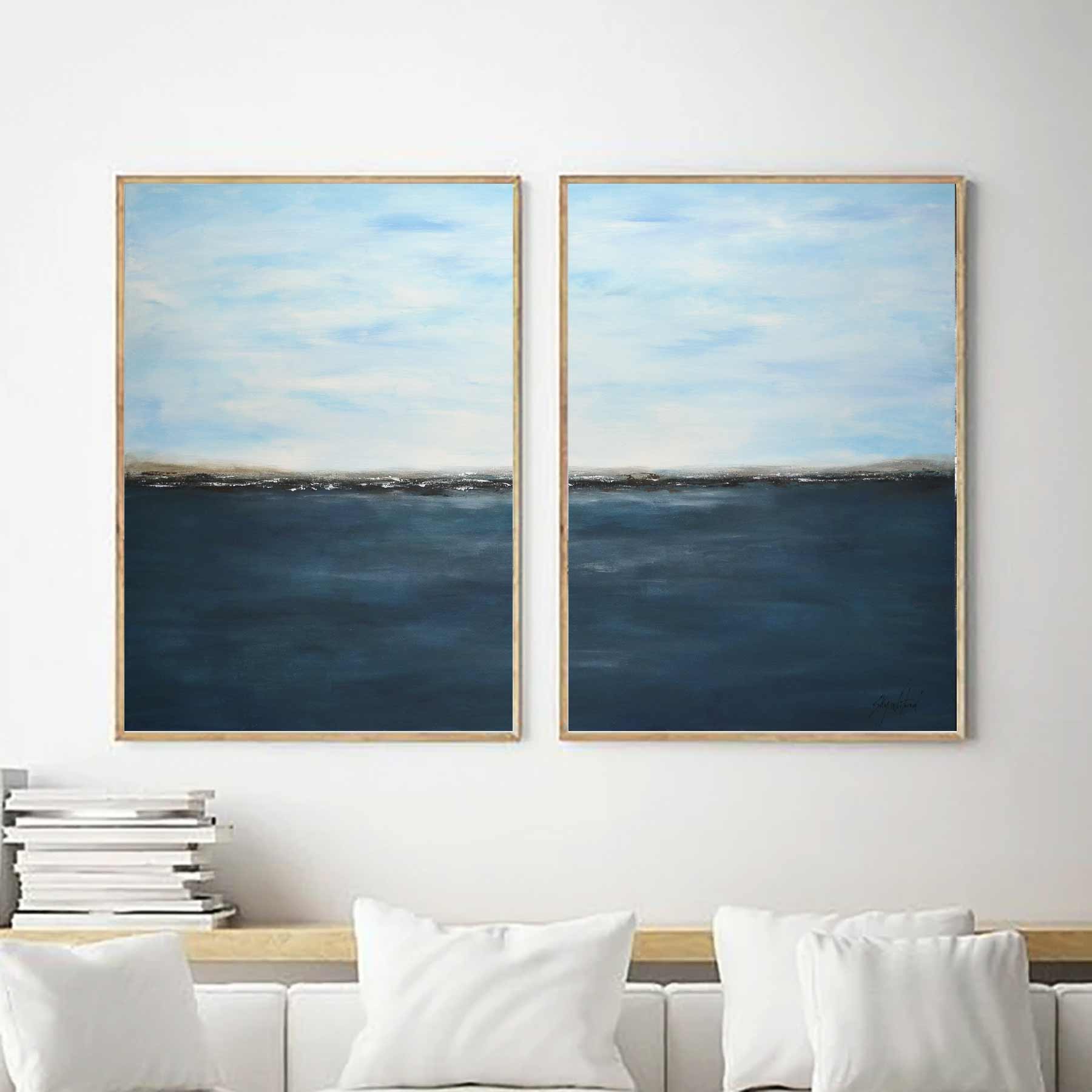 blue seascape paintings home decor