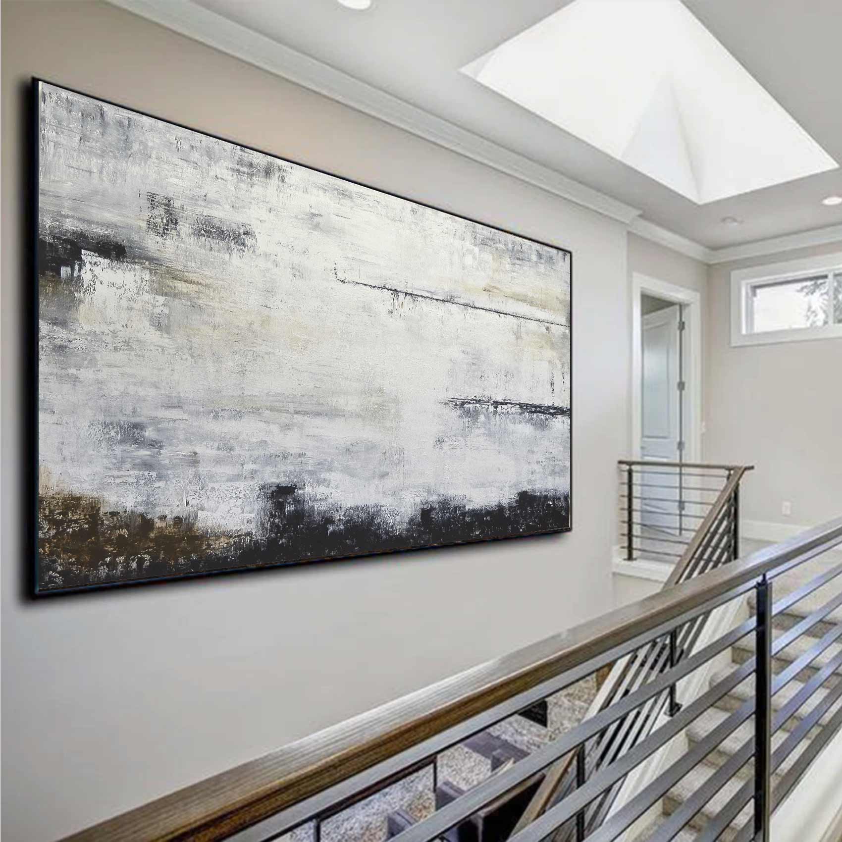 Abstract painting on a wall in a modern home setting