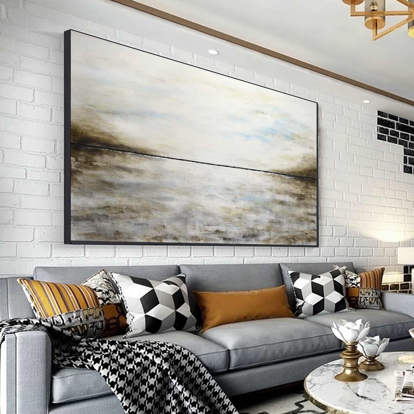 horizontal line art painting