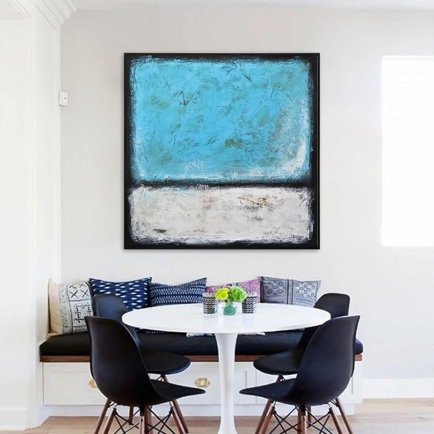 rothko style white blue abstract painting