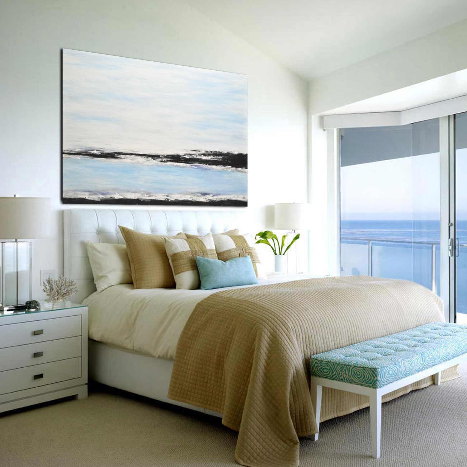 seascape art blue painting