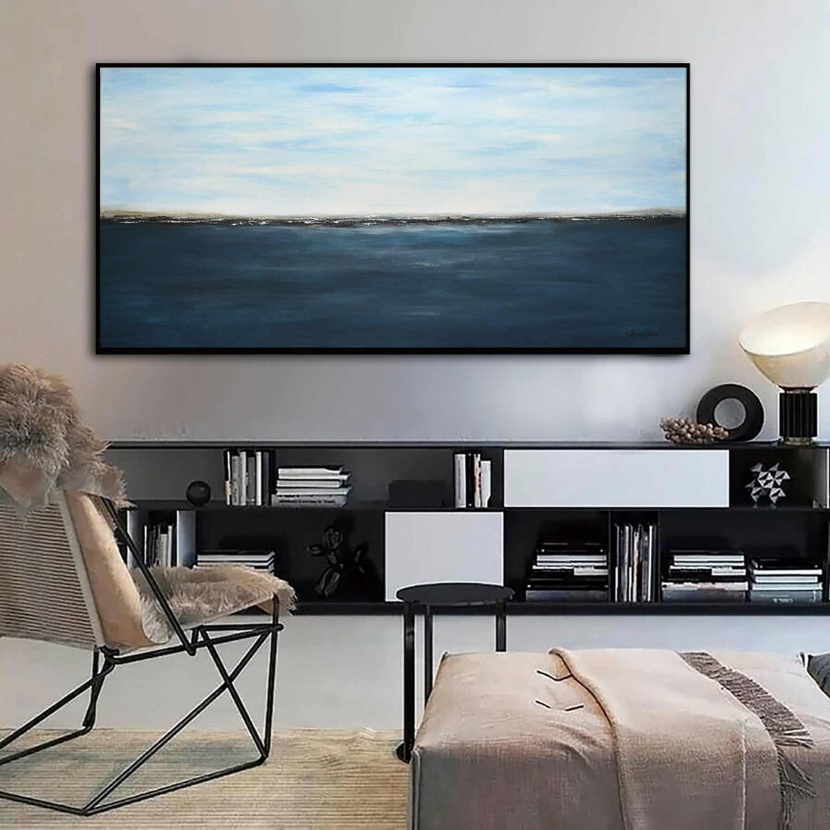 seascape Painting Original Handmade Interior Design Panoramic Art