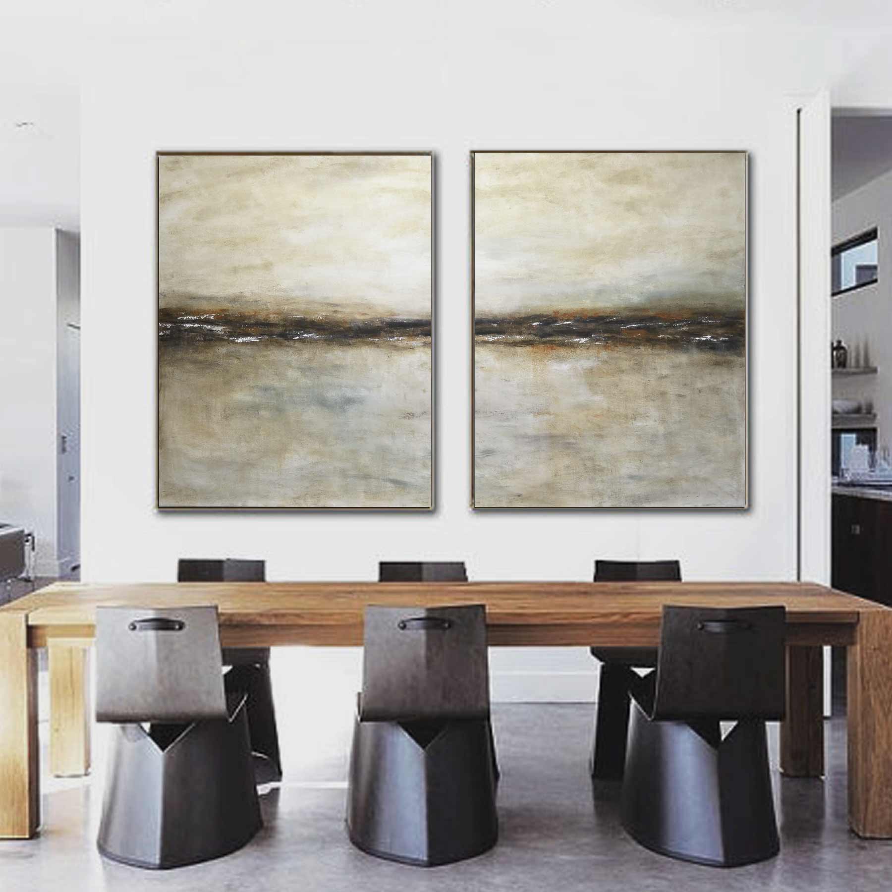 set of 2 large painting dining room
