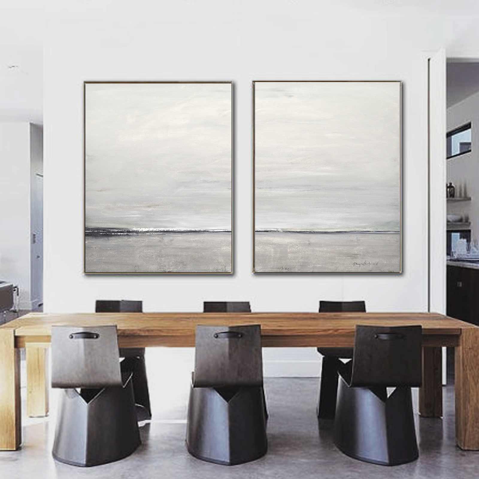 set of 2 Greige Landscape Top Seller Calming Painting