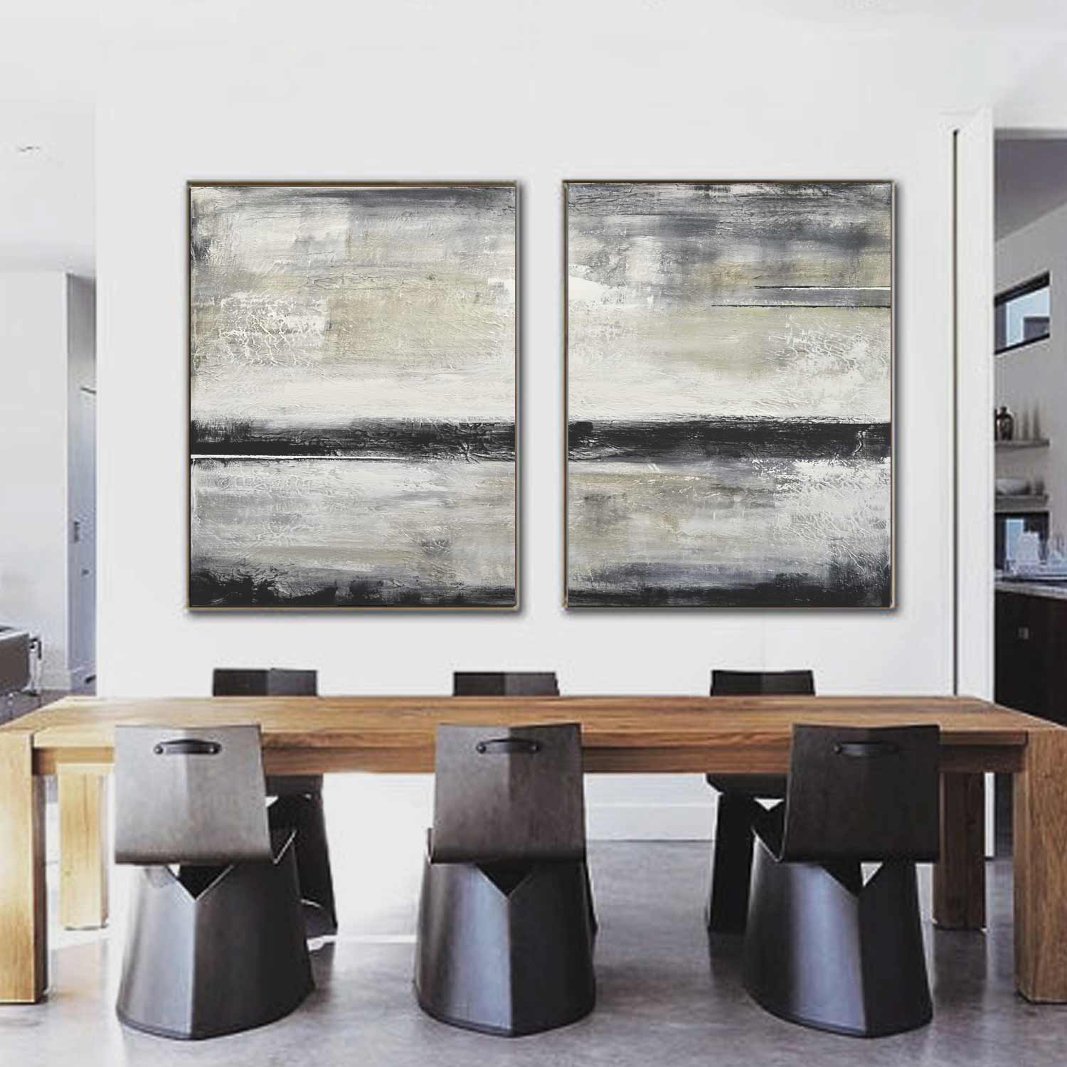 set of 2 Multi Panel Wall Art For Home Decor Modern Oil Abstract Diptych
