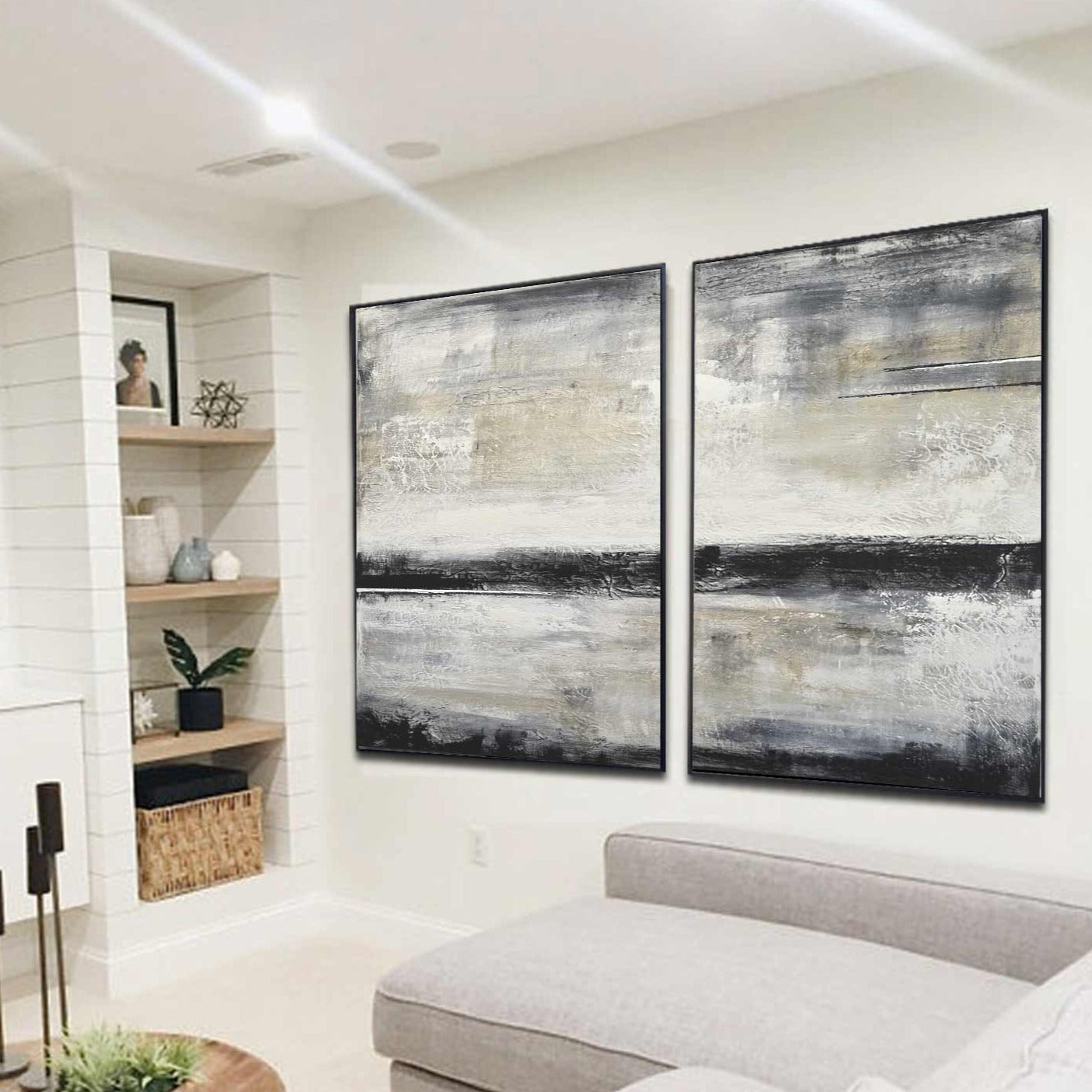 Multi Panel Wall Art For Home Decor Modern Oil Abstract Diptych