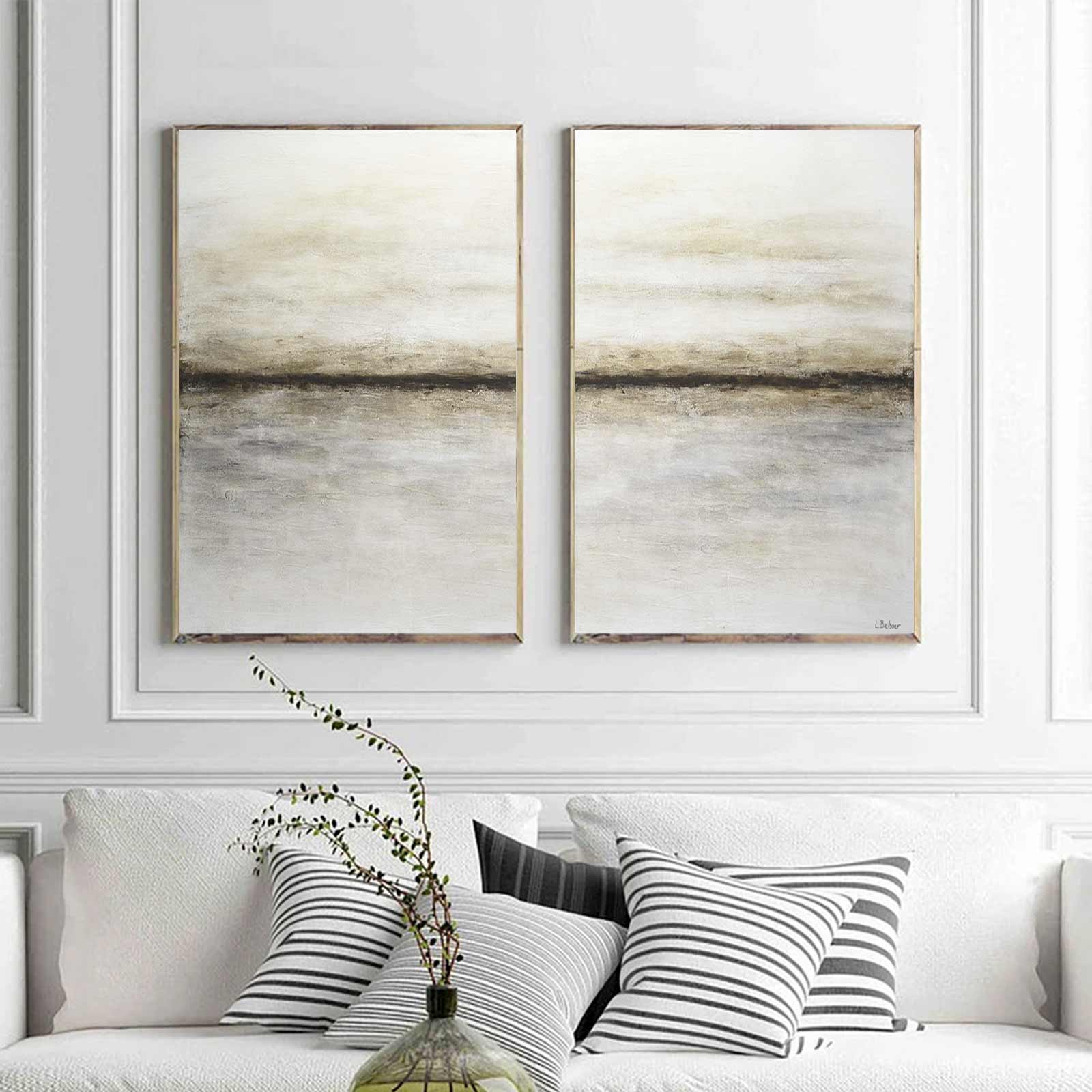 Minimalist Paintings Set Of Two Framed Low Key Abstract