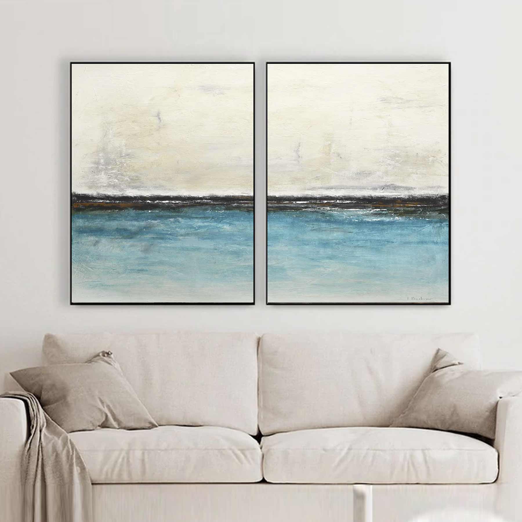 Loft Style Diptych Painting Serene Art Decor Textured Design