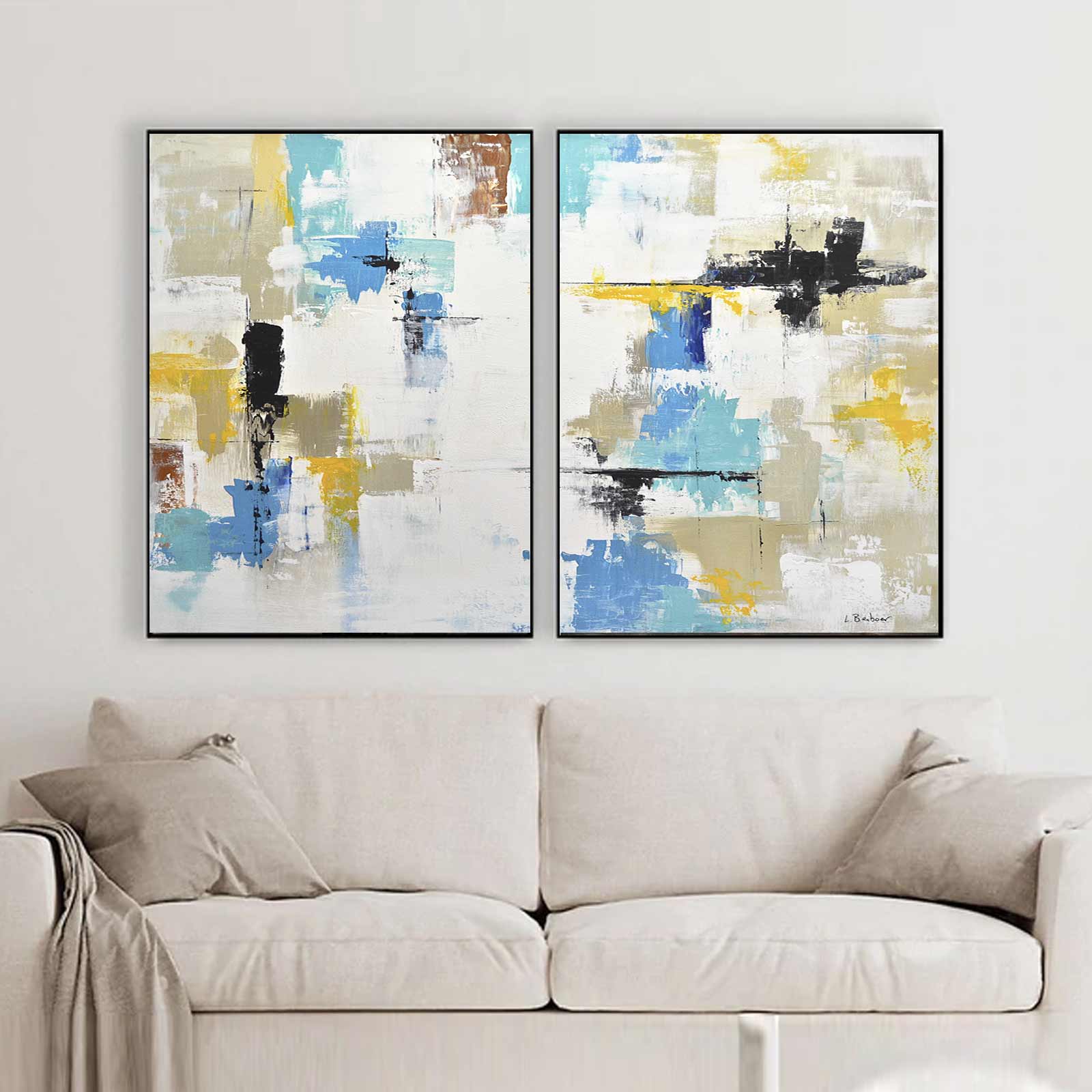 Interior Design Paintings Set Of 2 On Canvas Vibrant Art
