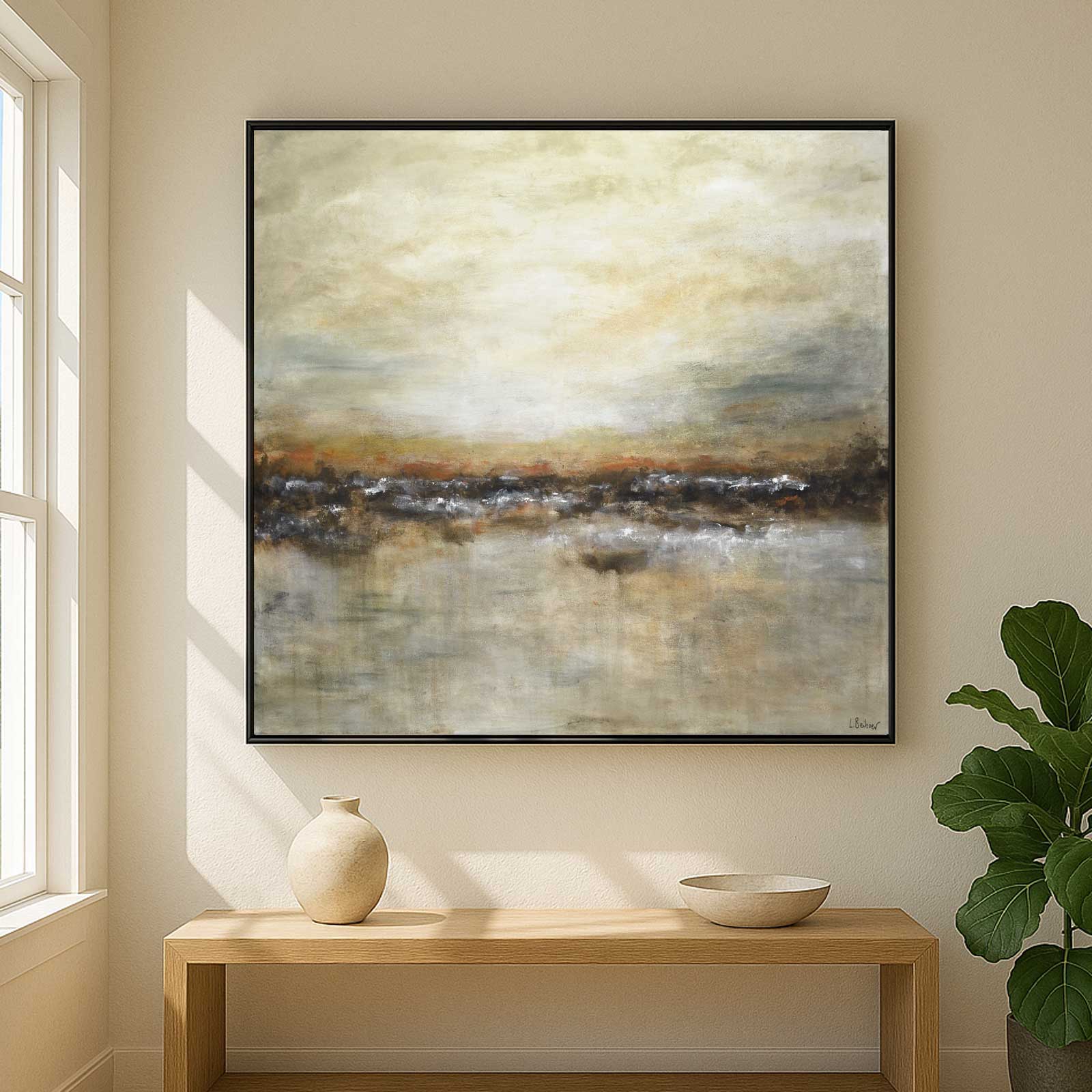 Hand Painted Large Warm Colors Painting Square "Not Afraid"
