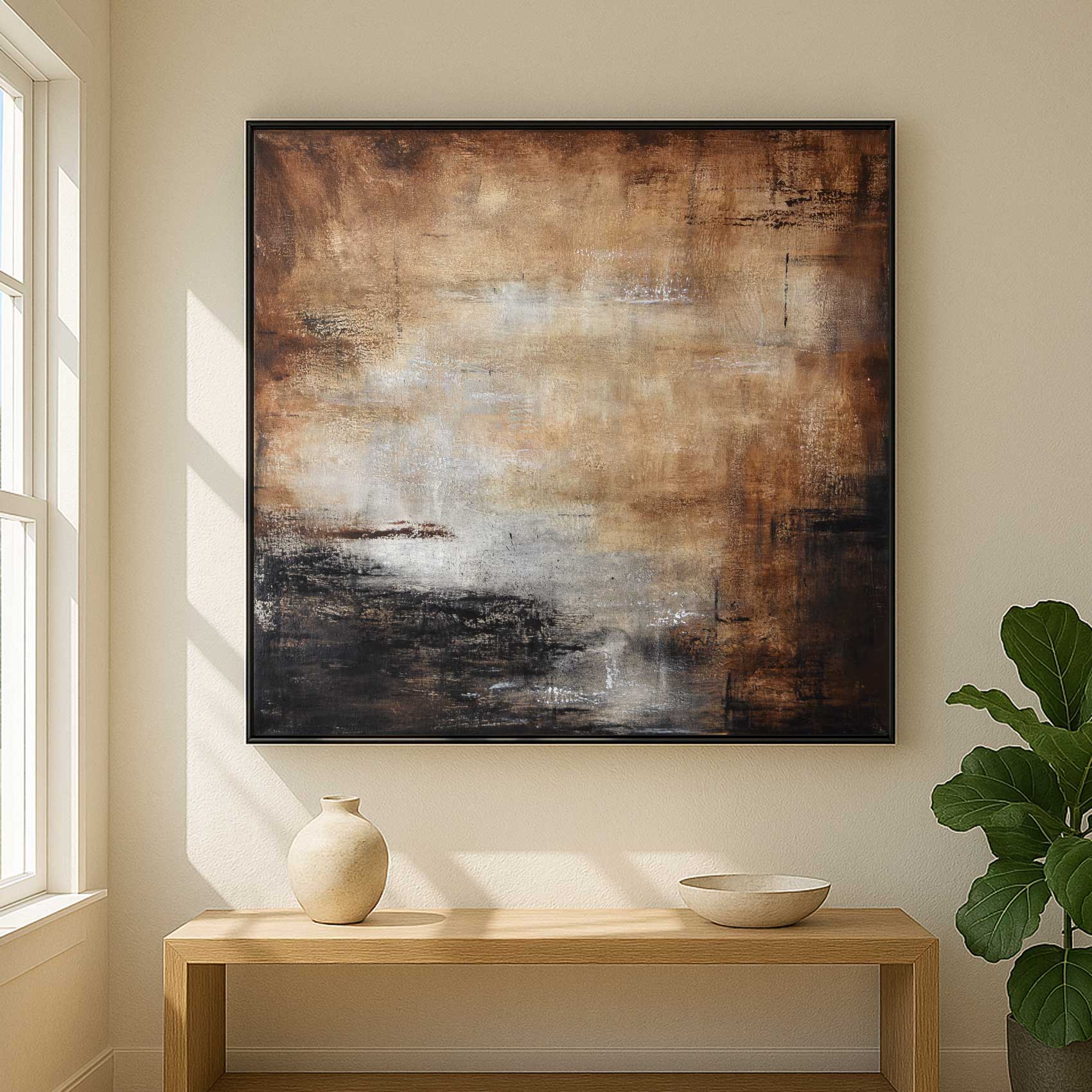 original cozy Brown Wall Art On Canvas For Office Or Living Room Large Painting