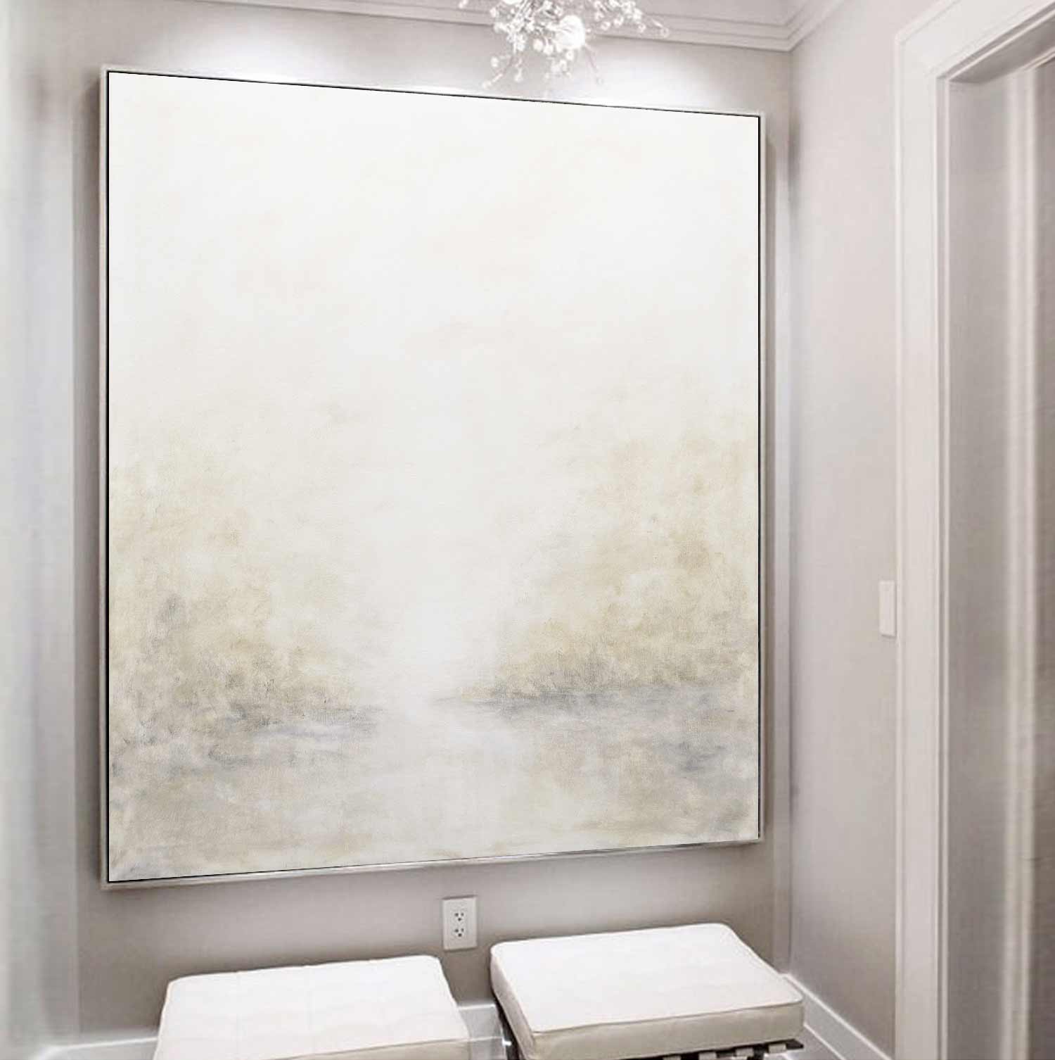 Large Square Painting Light Minimal Art Nature Clean