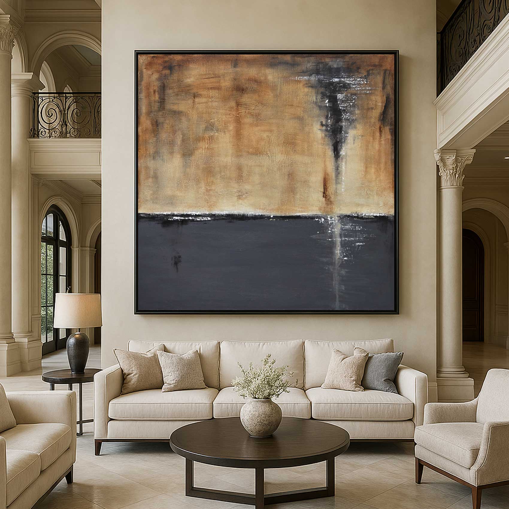 Hand Painted Abstract Painting By American Artist Framed Canvas