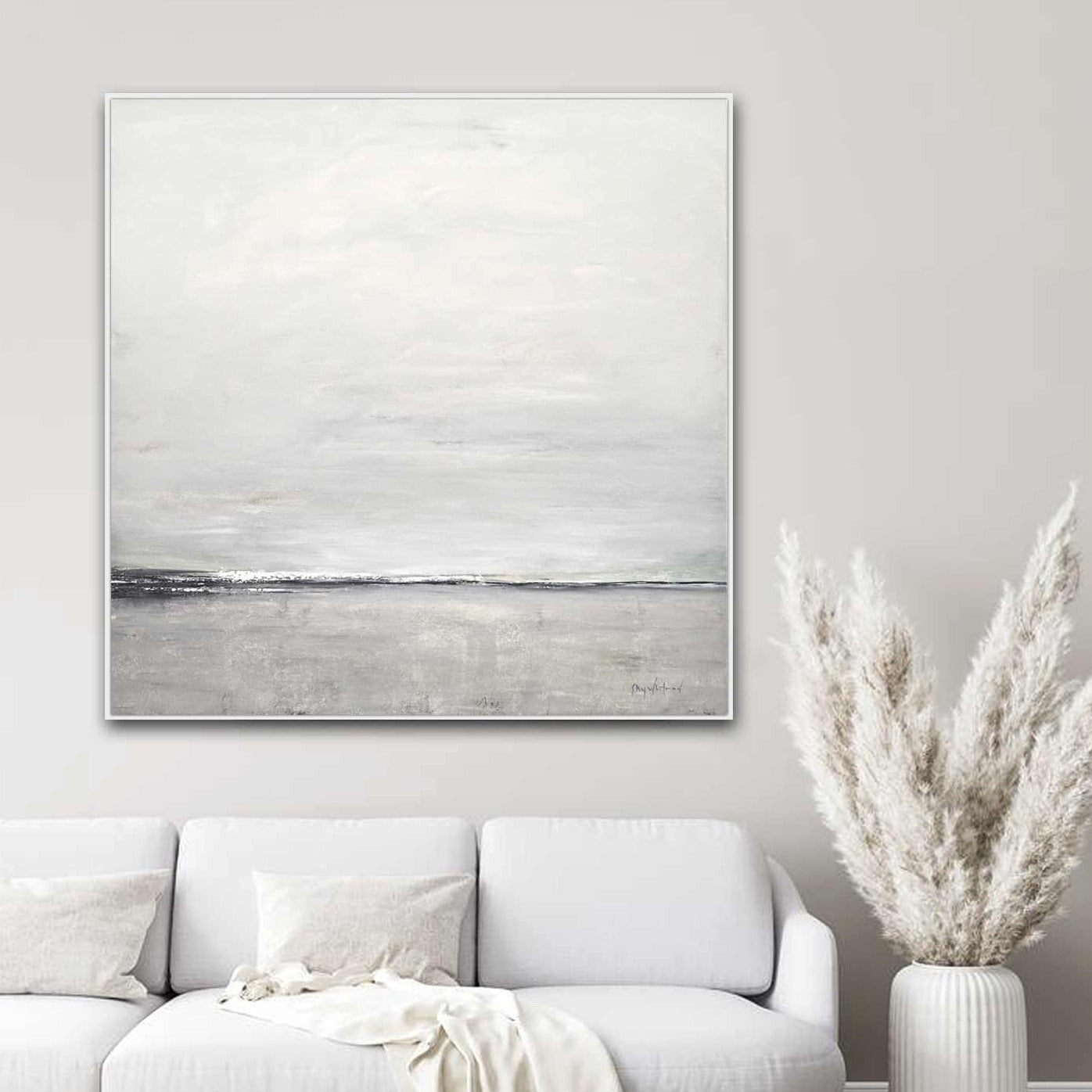 square greige minimalism oil painting beautiful art