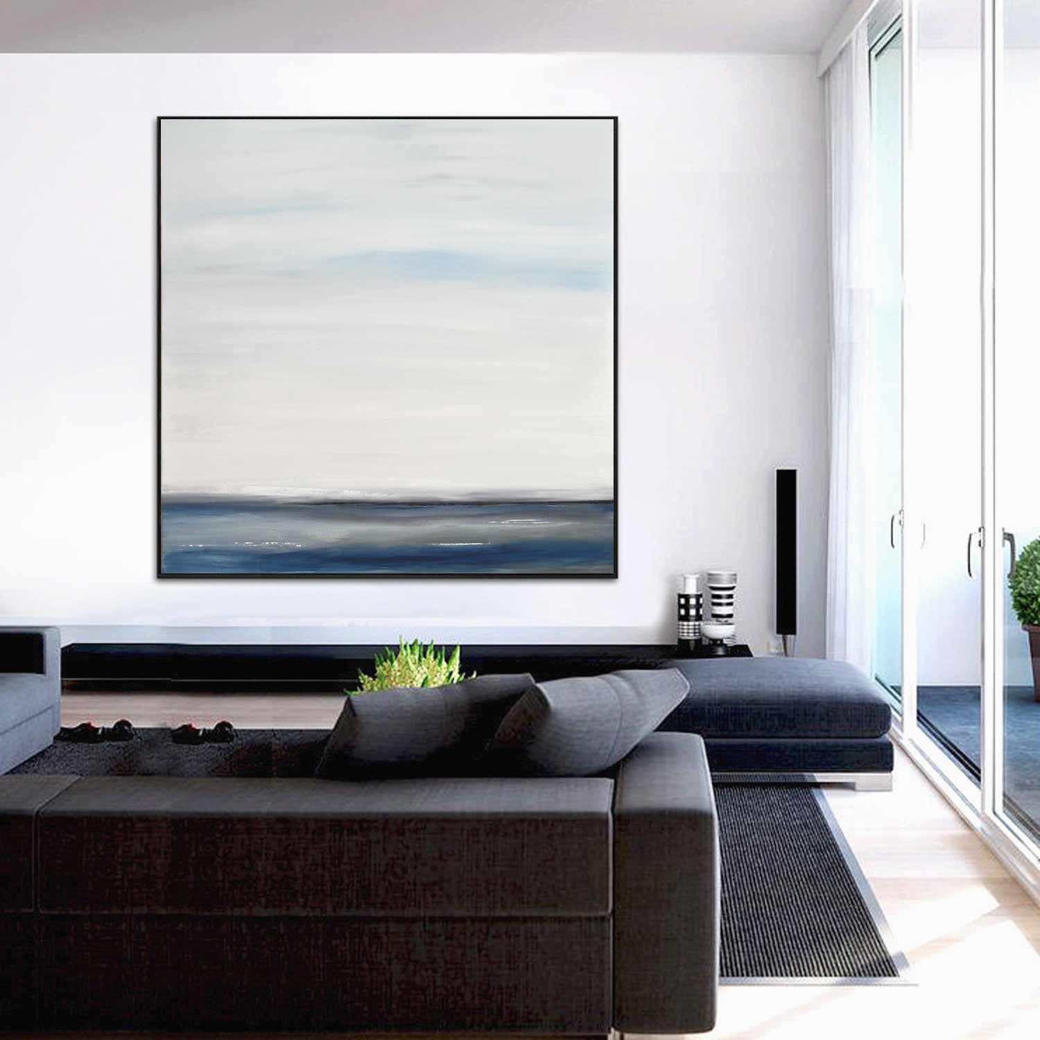 blue gray square large art