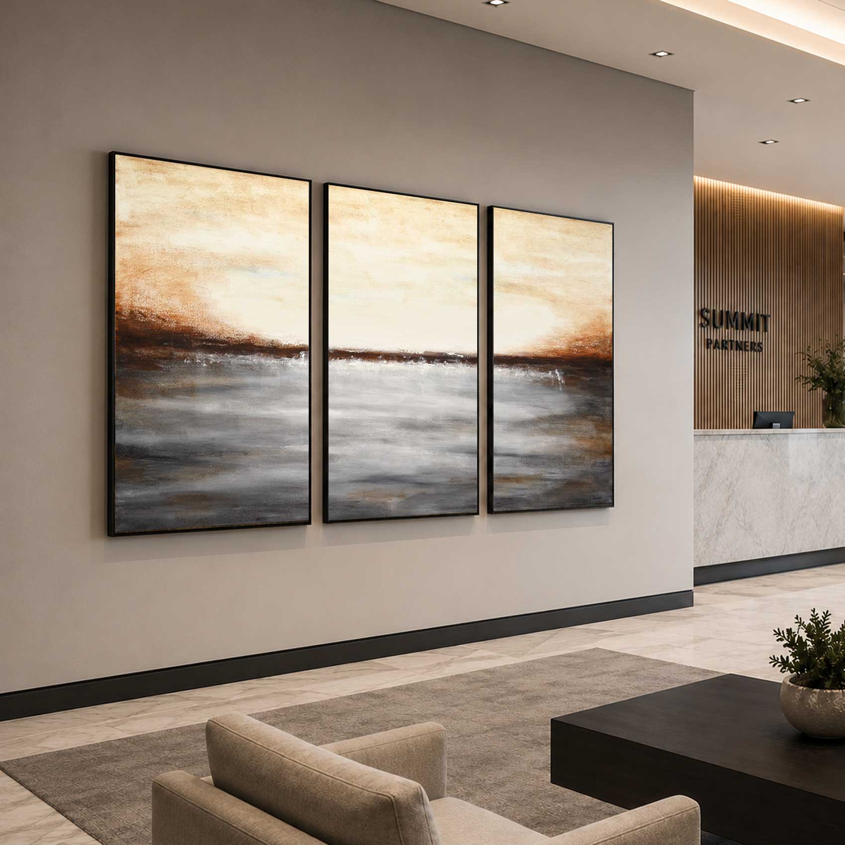XL Oversized Paintings For Large Walls Set Of 3 Landscape Art for office