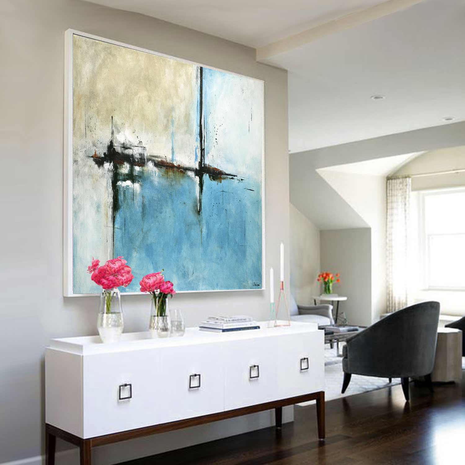 turquoise original large abstract