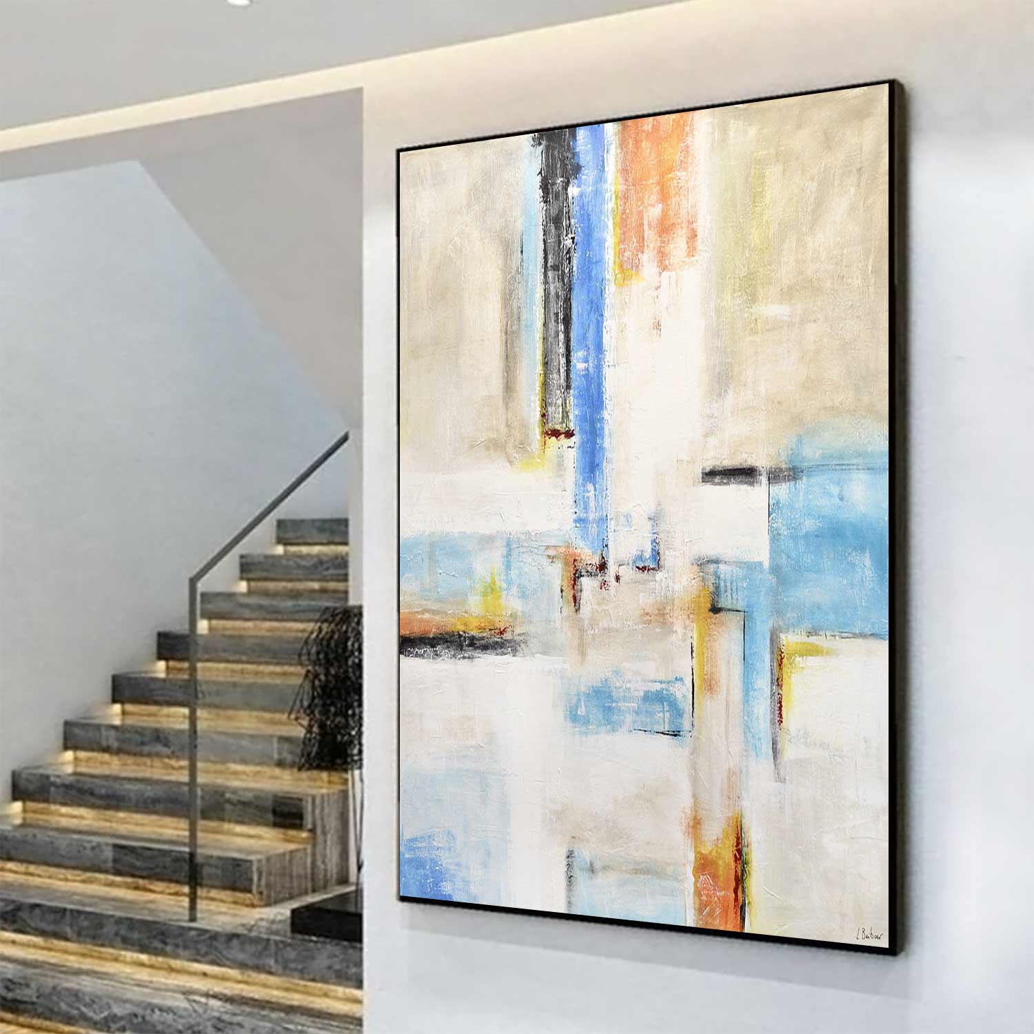 vertical abstract framed wall art