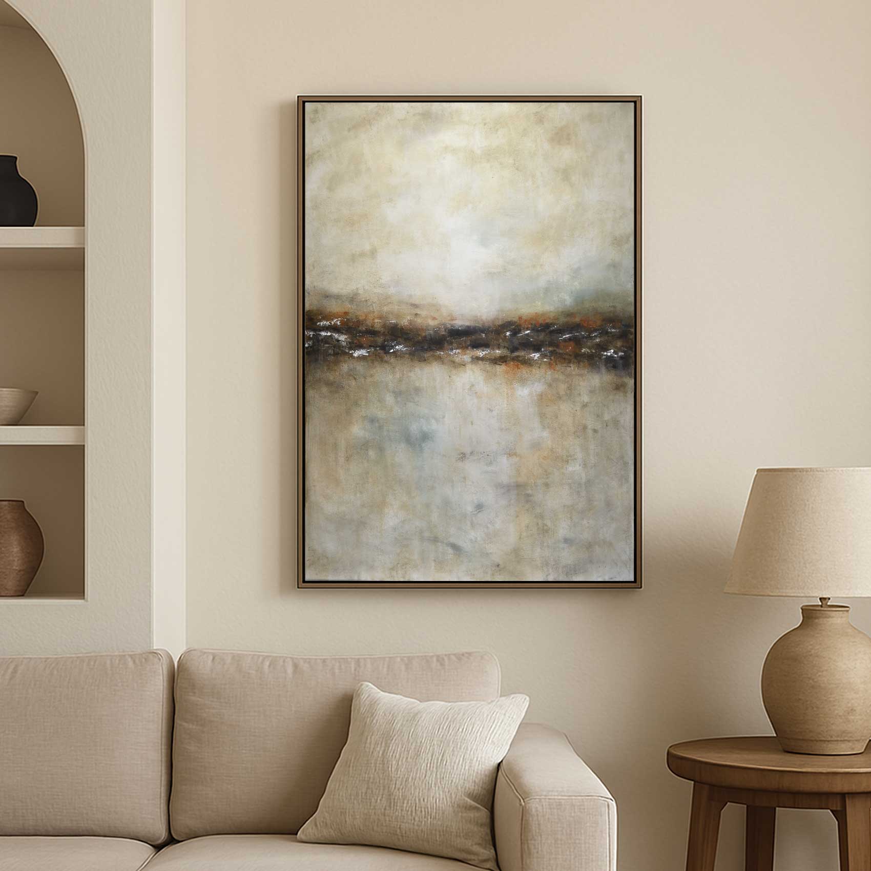vertical Brown Wall Art Muted Colors For living room