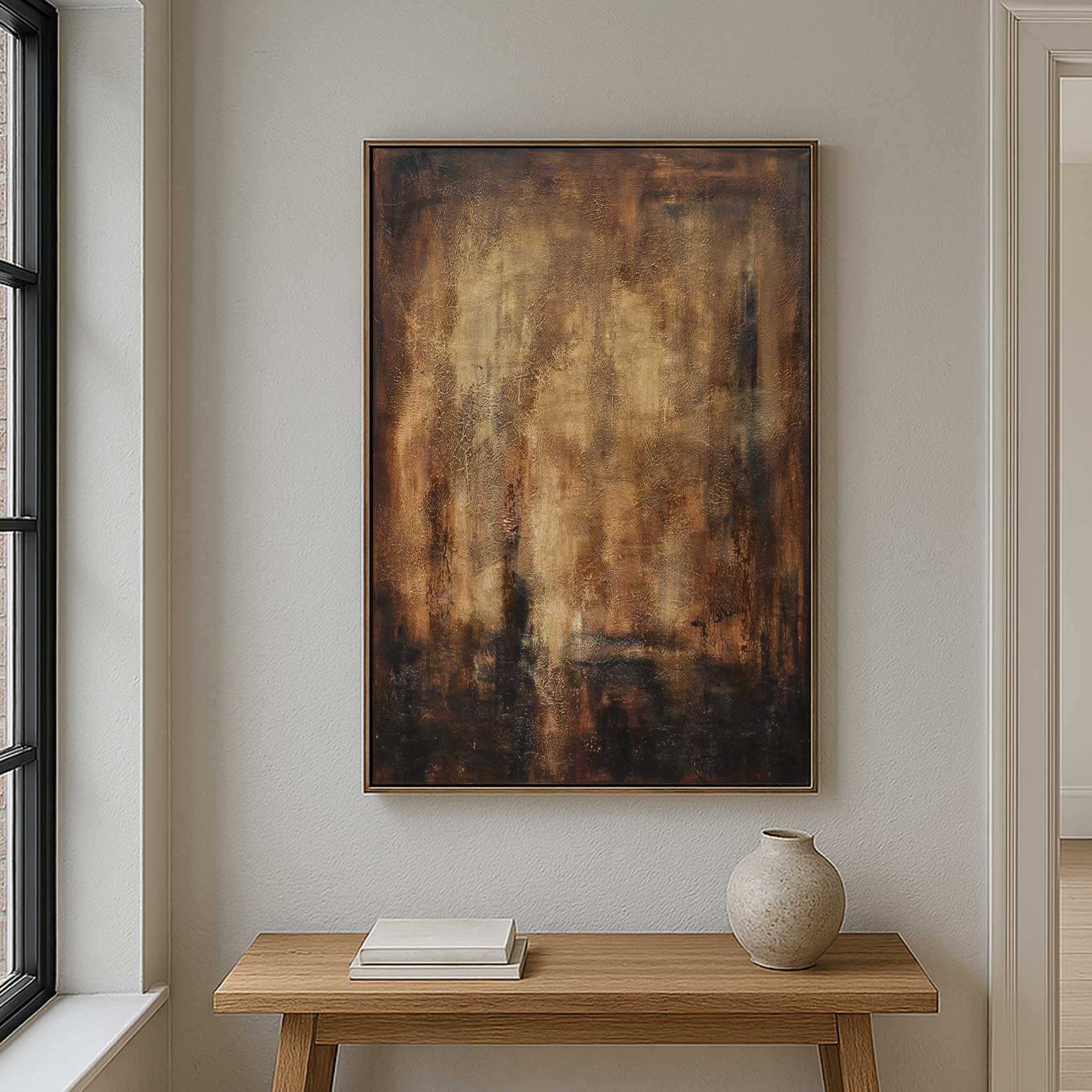 Earth Tones Oil Painting Textured Tranquil Umber Wall Art